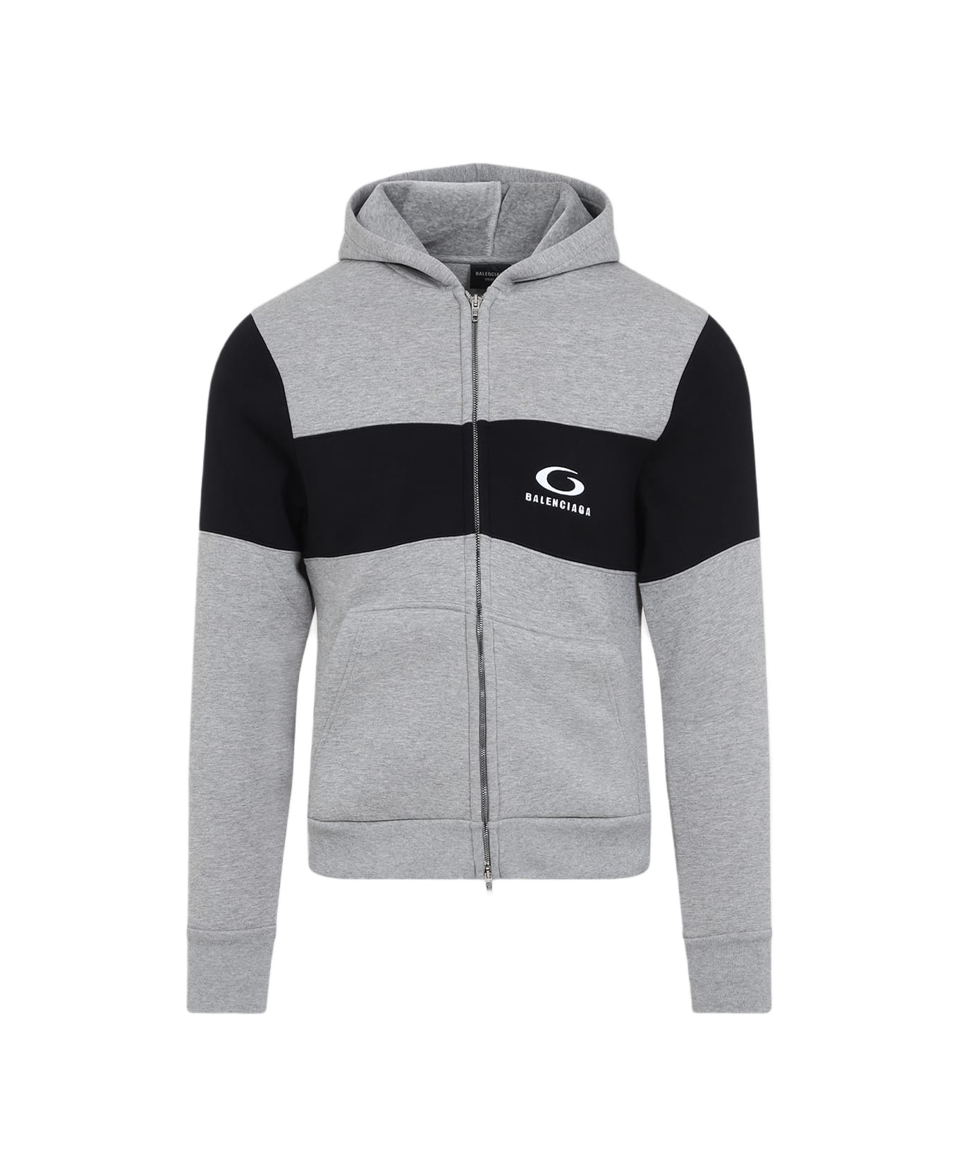 Balenciaga Dark Grey And Black Cotton Sweatshirt - HEATHER GREY BLACK