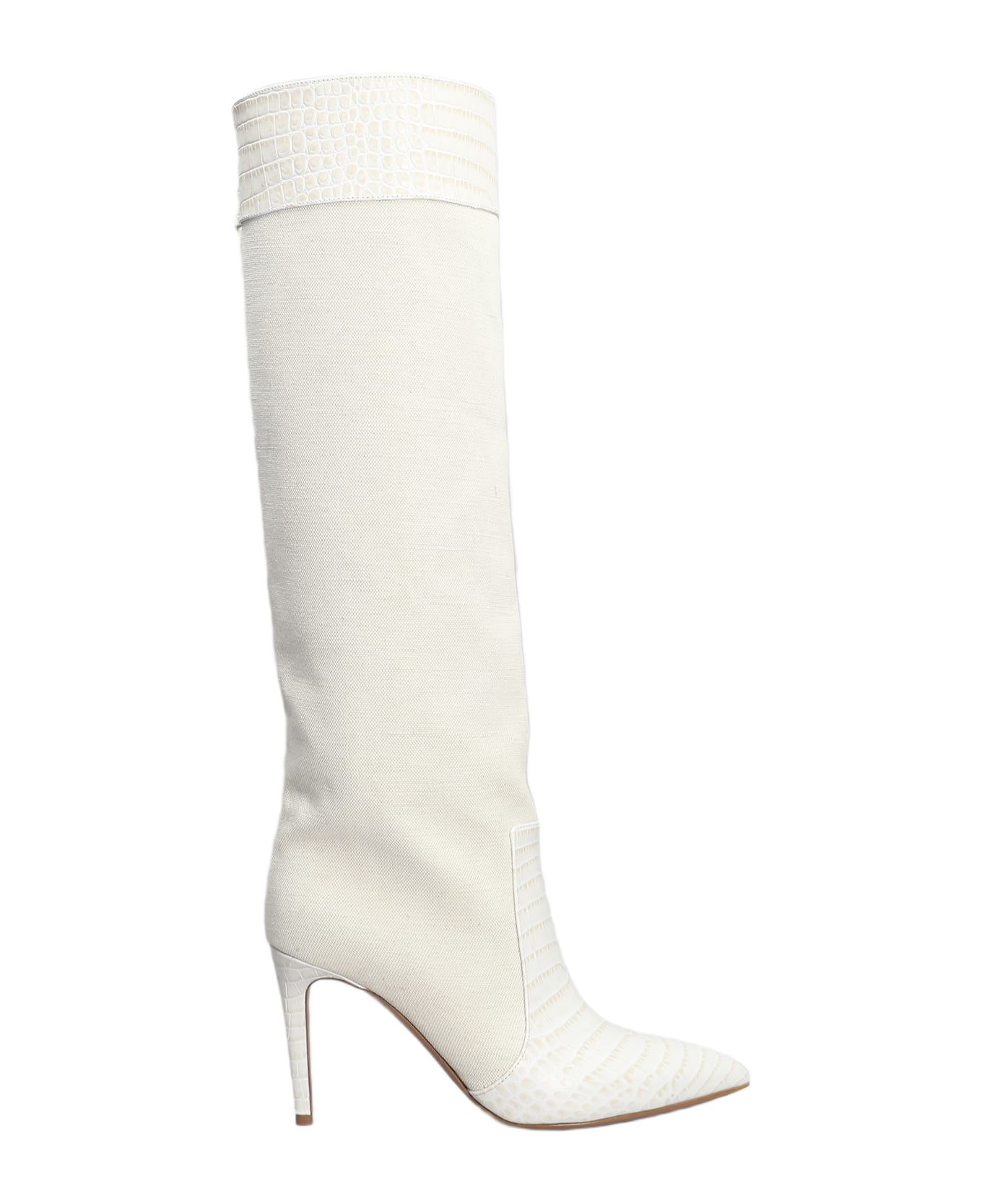 Paris Texas High Heels Boots In Beige Leather And Fabric - beige
