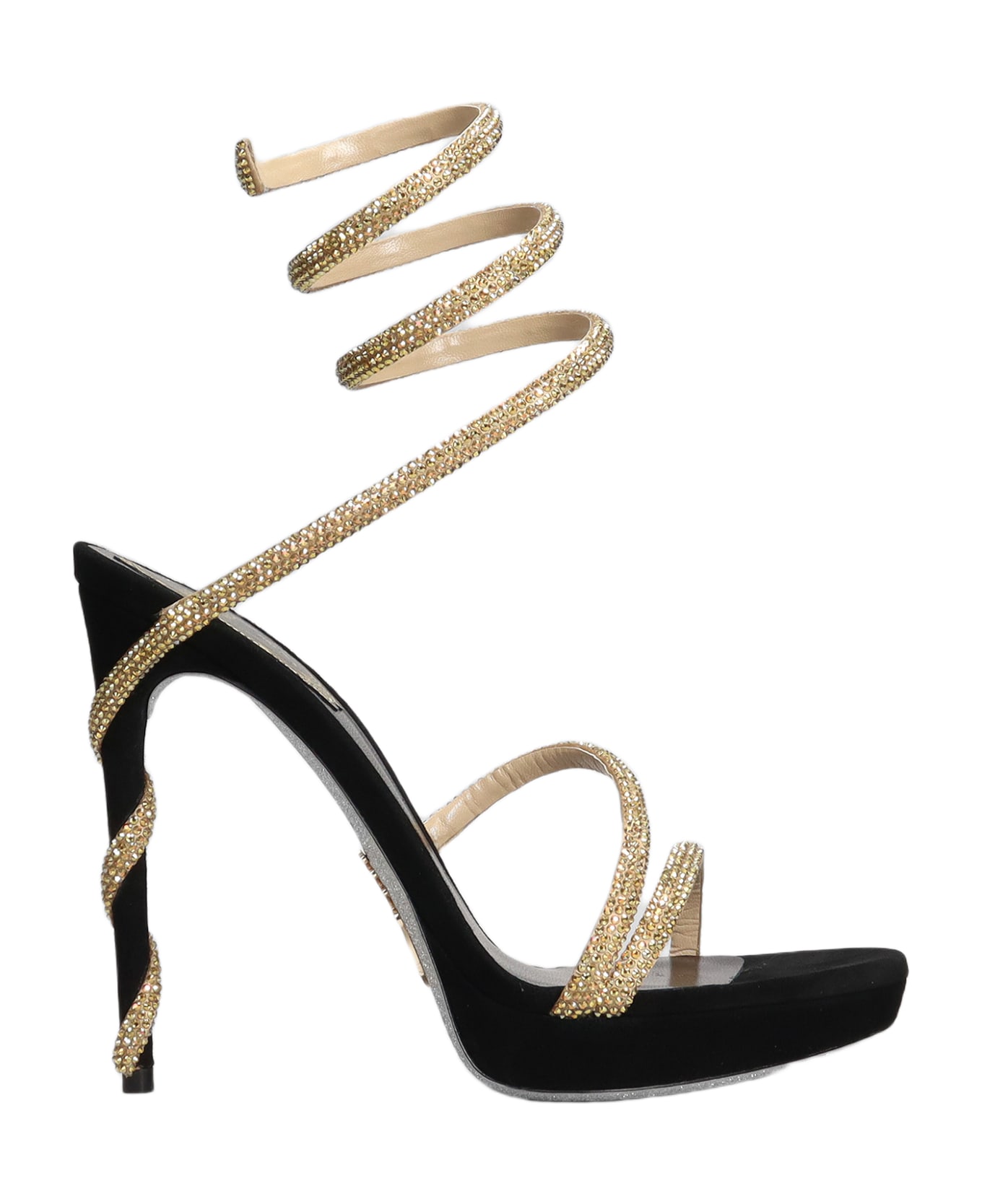 René Caovilla Margot Sandals In Black Leather - black