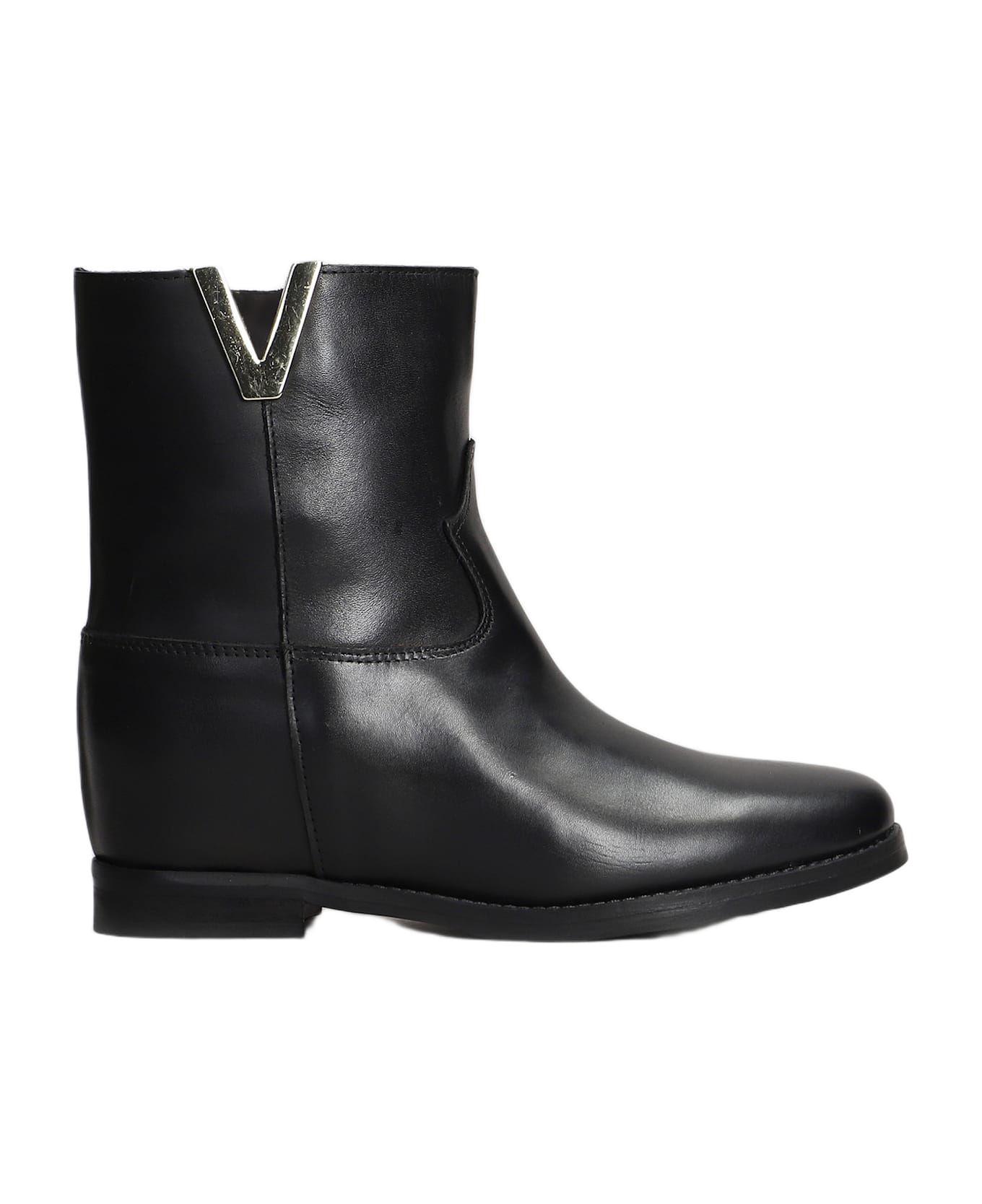 Julie Dee Texan Ankle Boots In Black Leather - black
