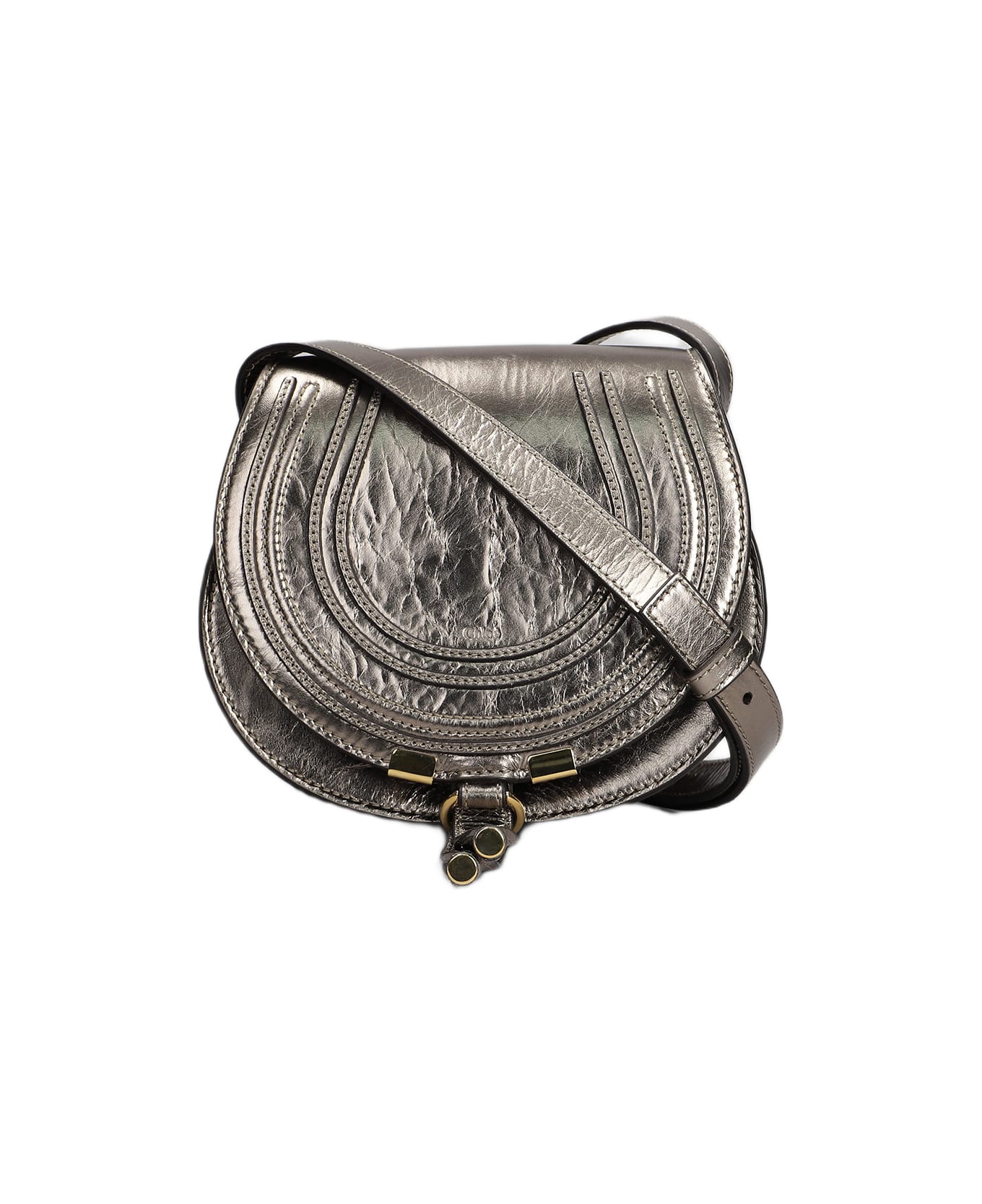 Chloé Marcie Shoulder Bag In Bronze Leather - bronze