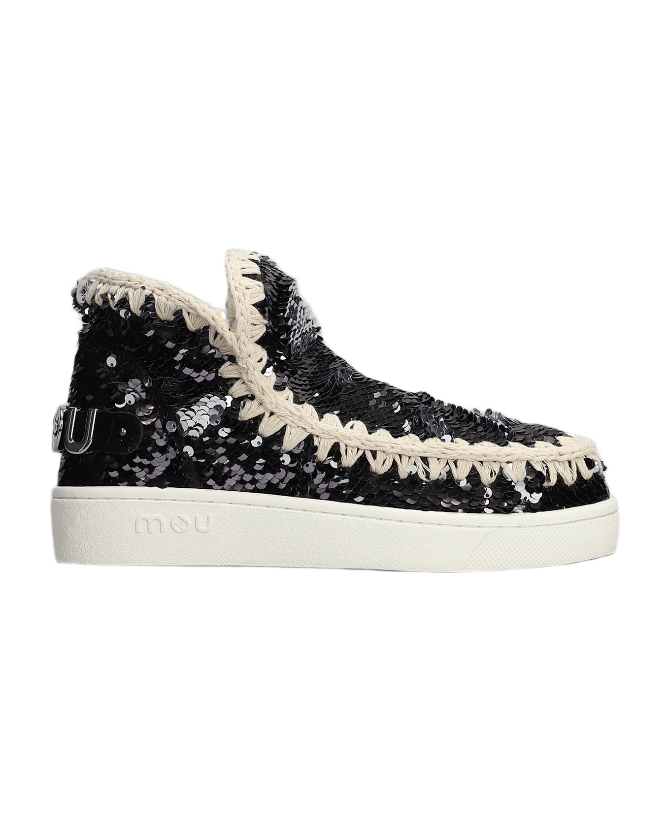 Mou Eskimo Sneaker Low Heels Ankle Boots In Black Synthetic Fibers - black