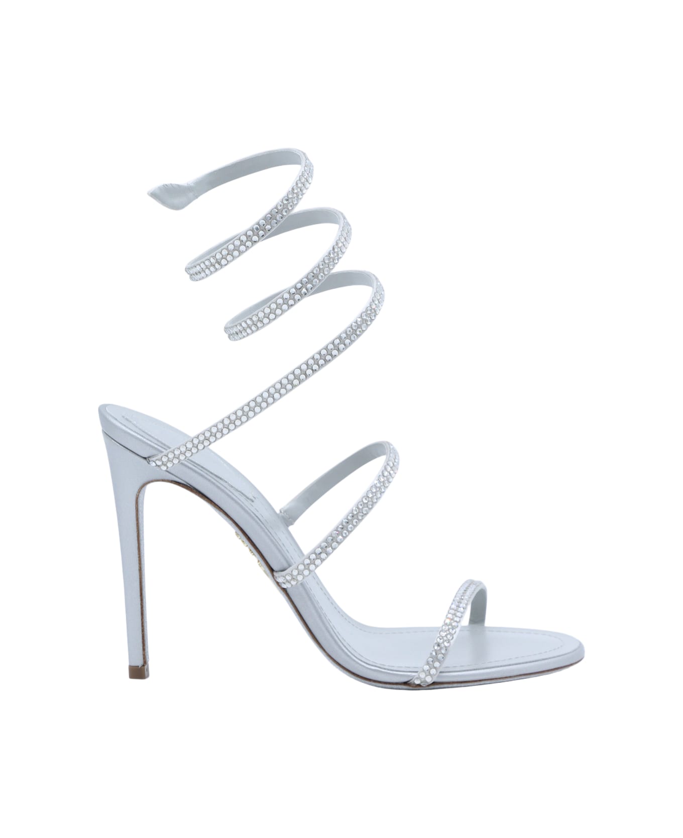 René Caovilla Silver Leather Cleo Sandals - Silver