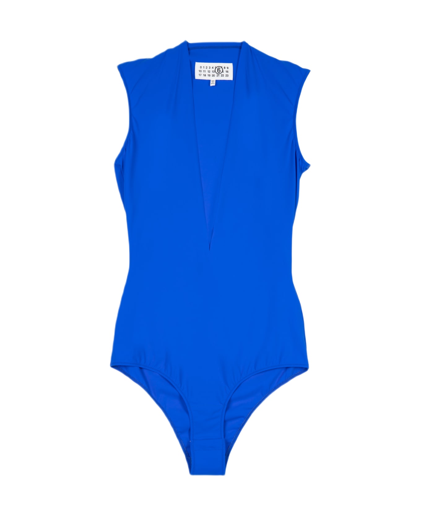MM6 Maison Margiela Body Royal blue lycra v-ncek bodysuit - Blu