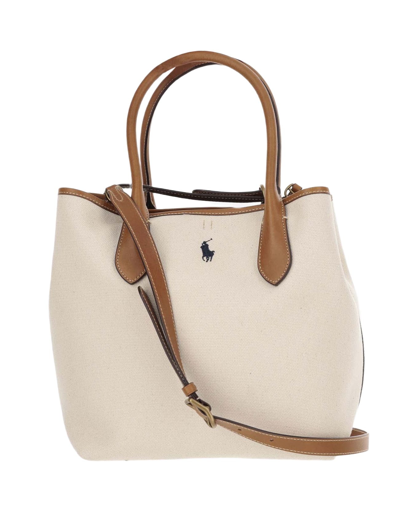 Ralph Lauren Cotton Canvas Tote Bag With Logo - Ivory