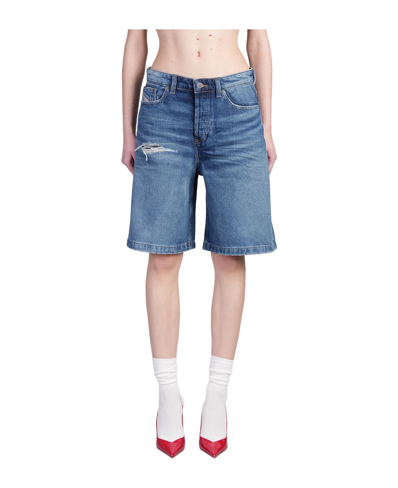 Diesel De Sire Shorts In Blue Denim - blue