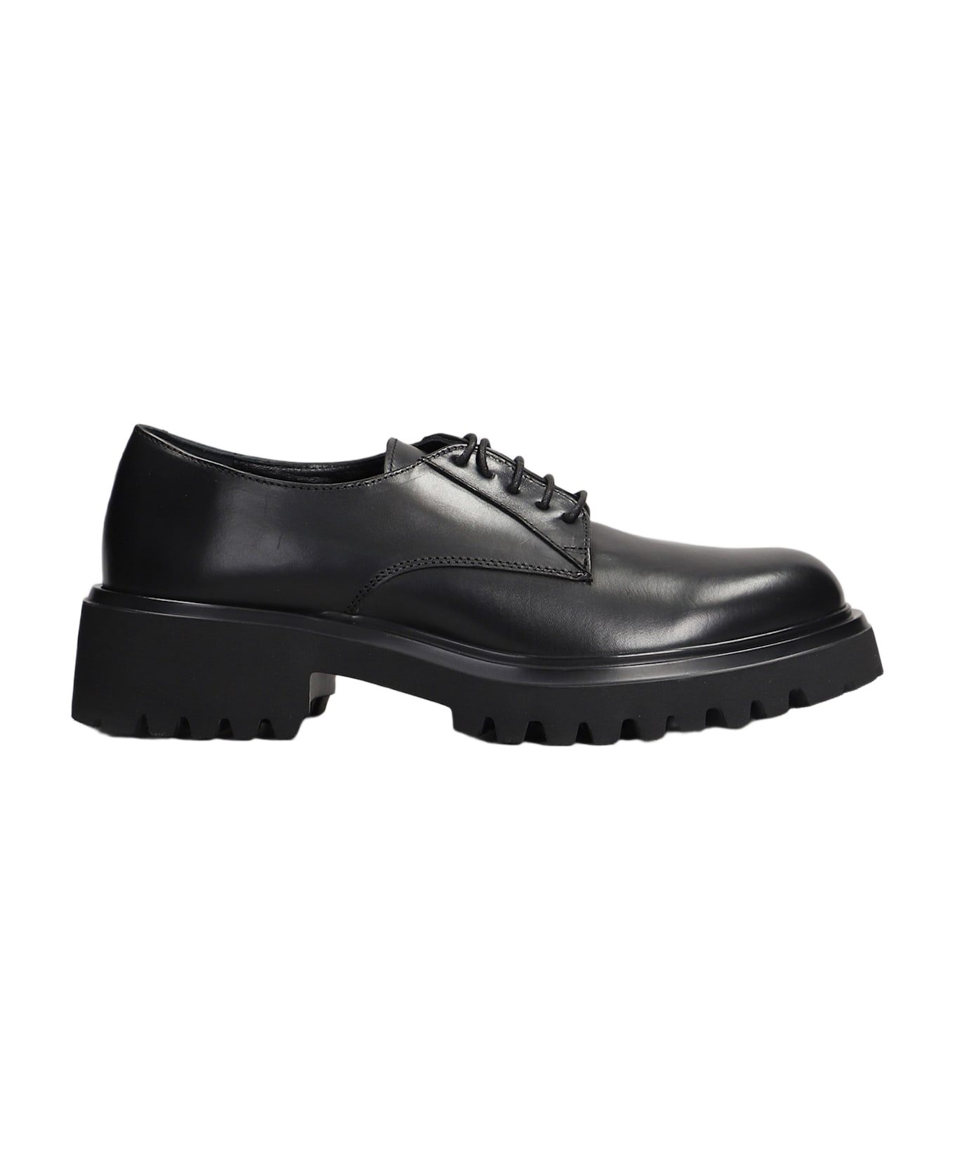 Julie Dee Lace Up Shoes In Black Leather - black
