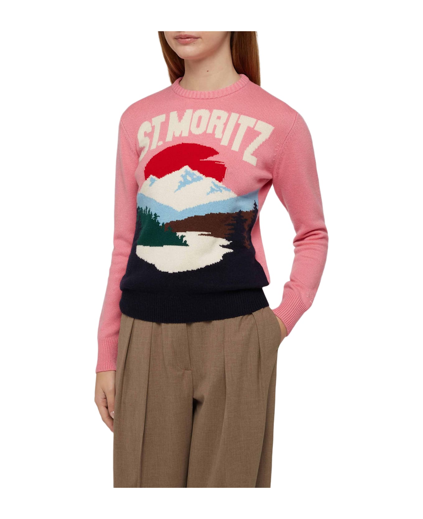 MC2 Saint Barth Woman Pink Sweater New Queen St. Moritz Postcard Print - PINK