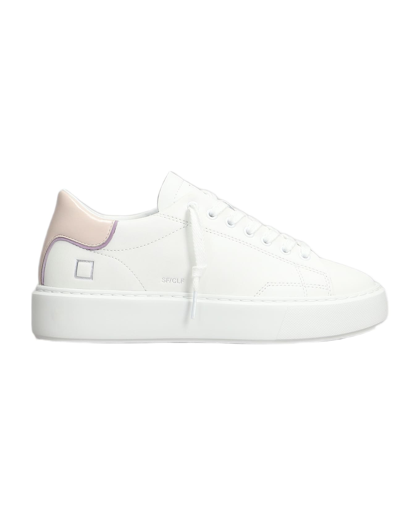 D.A.T.E. Sfera Sneakers In White Leather - White rose