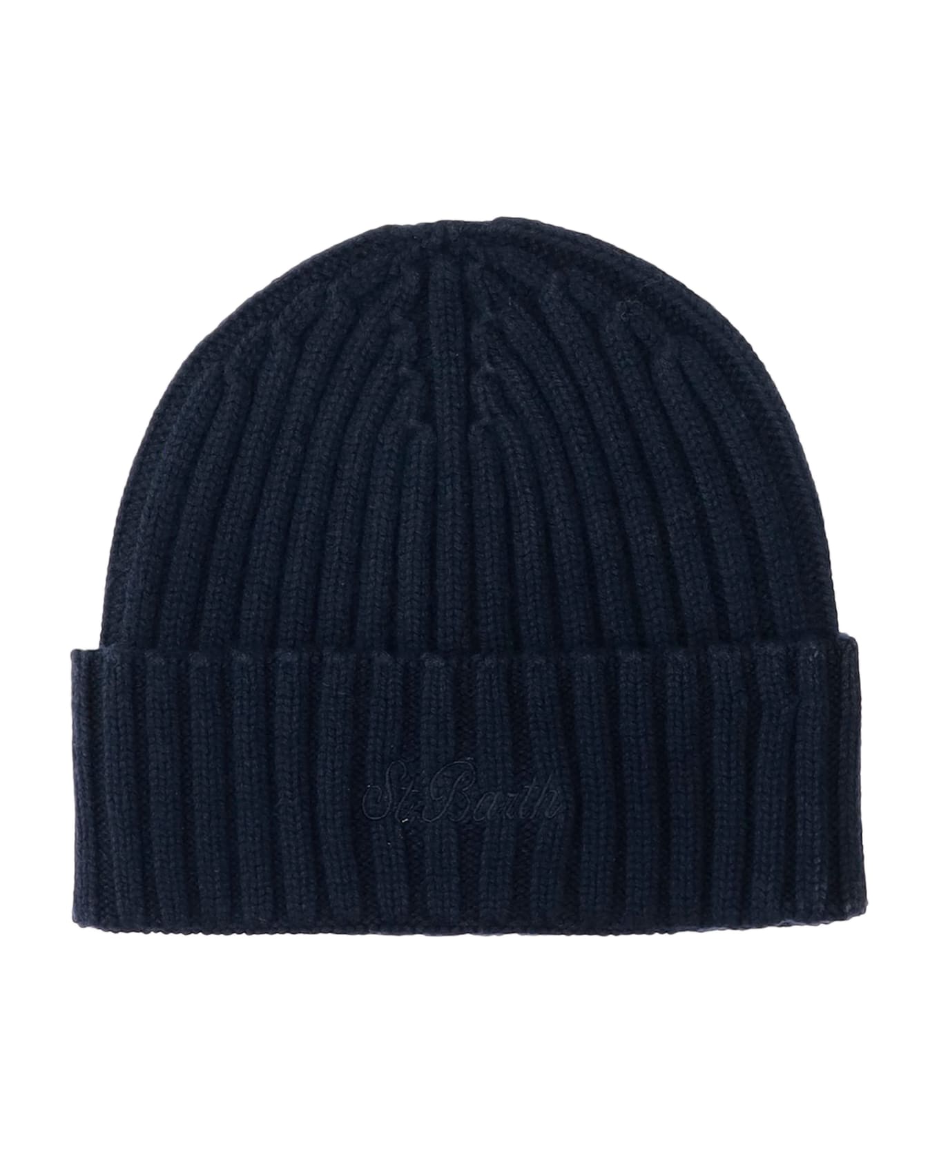 MC2 Saint Barth Wool Blend Beanie With Logo - Blue