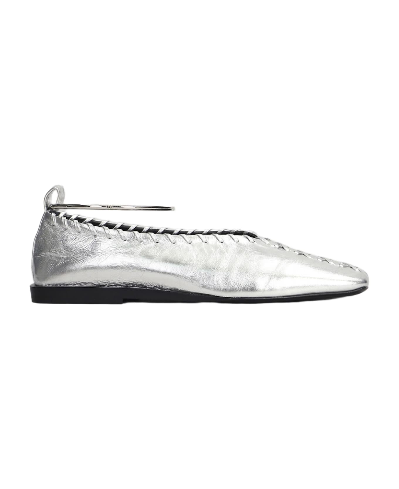 Jil Sander Ballet Flats In Silver Leather - silver