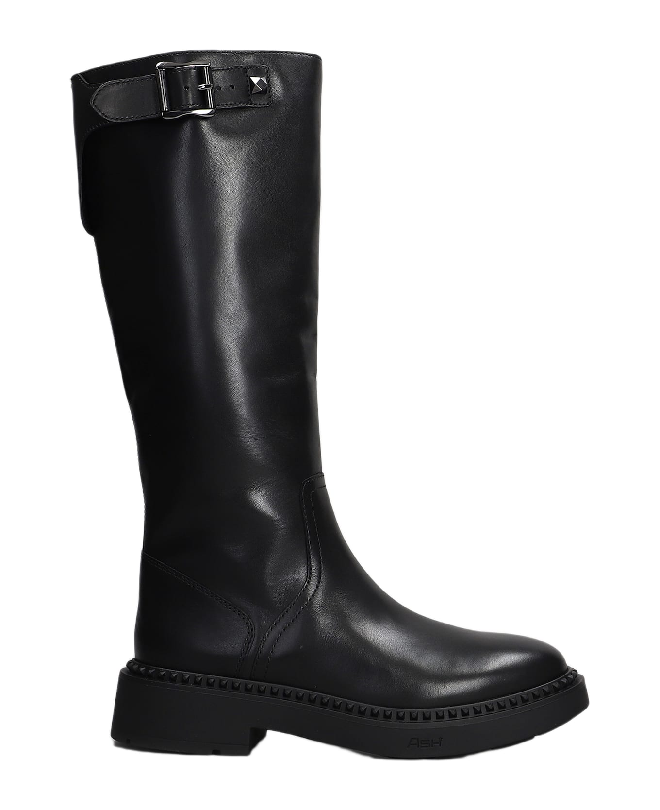 Ash Mandeville Low Heels Boots In Black Leather - Black