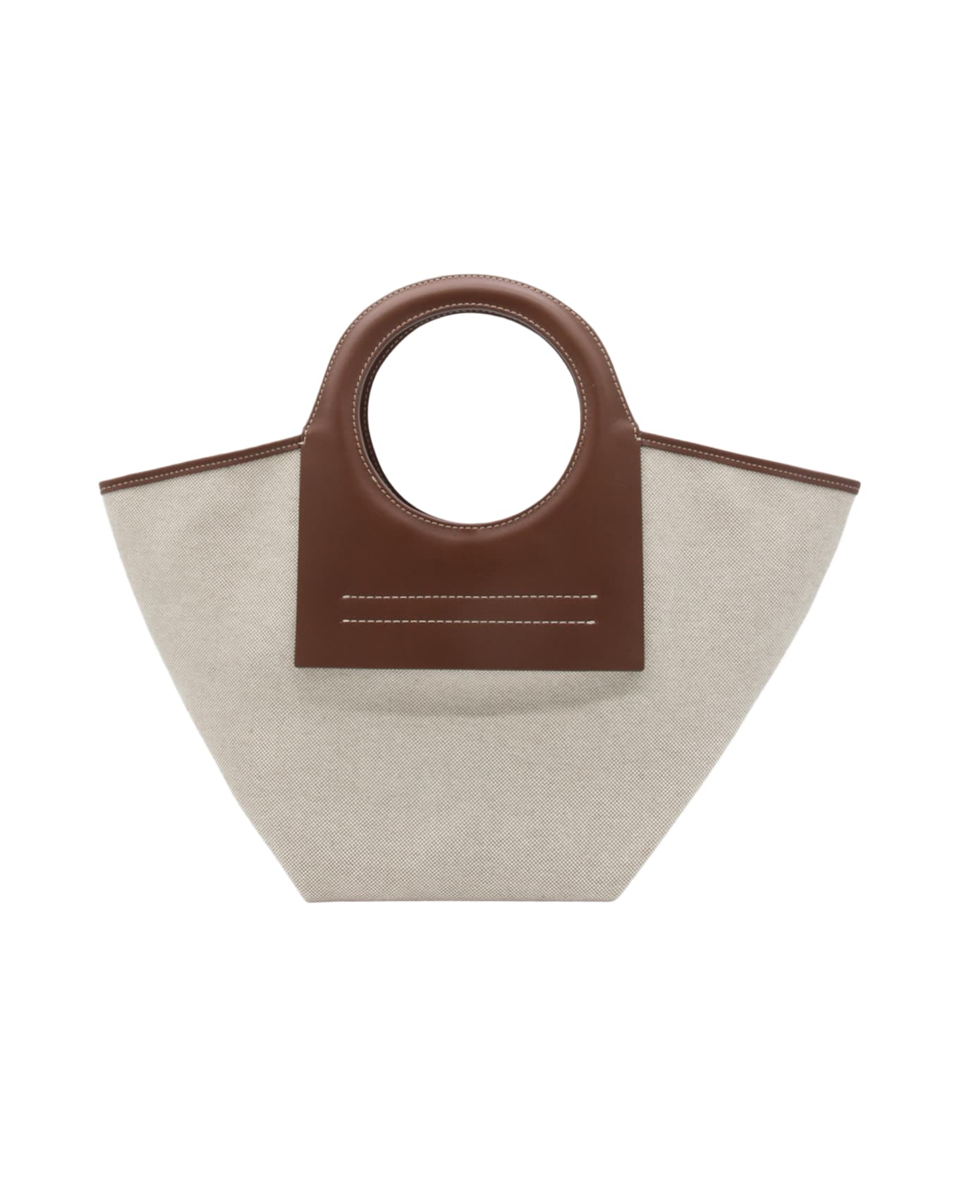 Hereu Beige And Brown Chestnut Leather And Canvas Cala Tote Bag - BEIGE/CHESTNUT