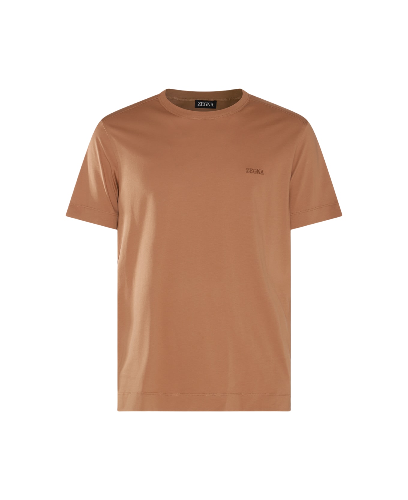 Zegna Camel Brown Cotton T-shirt - Brown シャツ