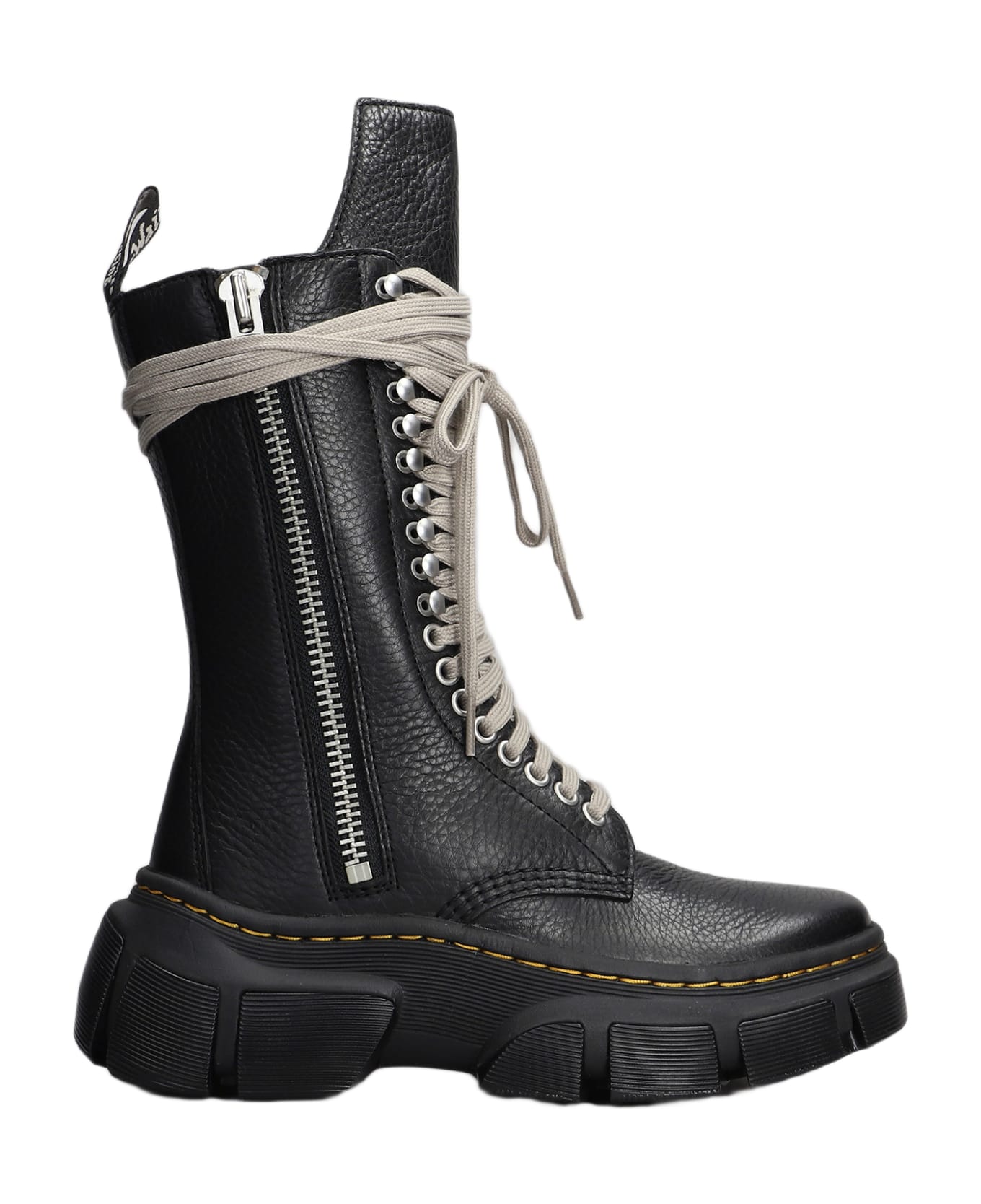 Rick Owens x Dr. Martens Dmxl Length Boot Combat Boots In Black Leather - black