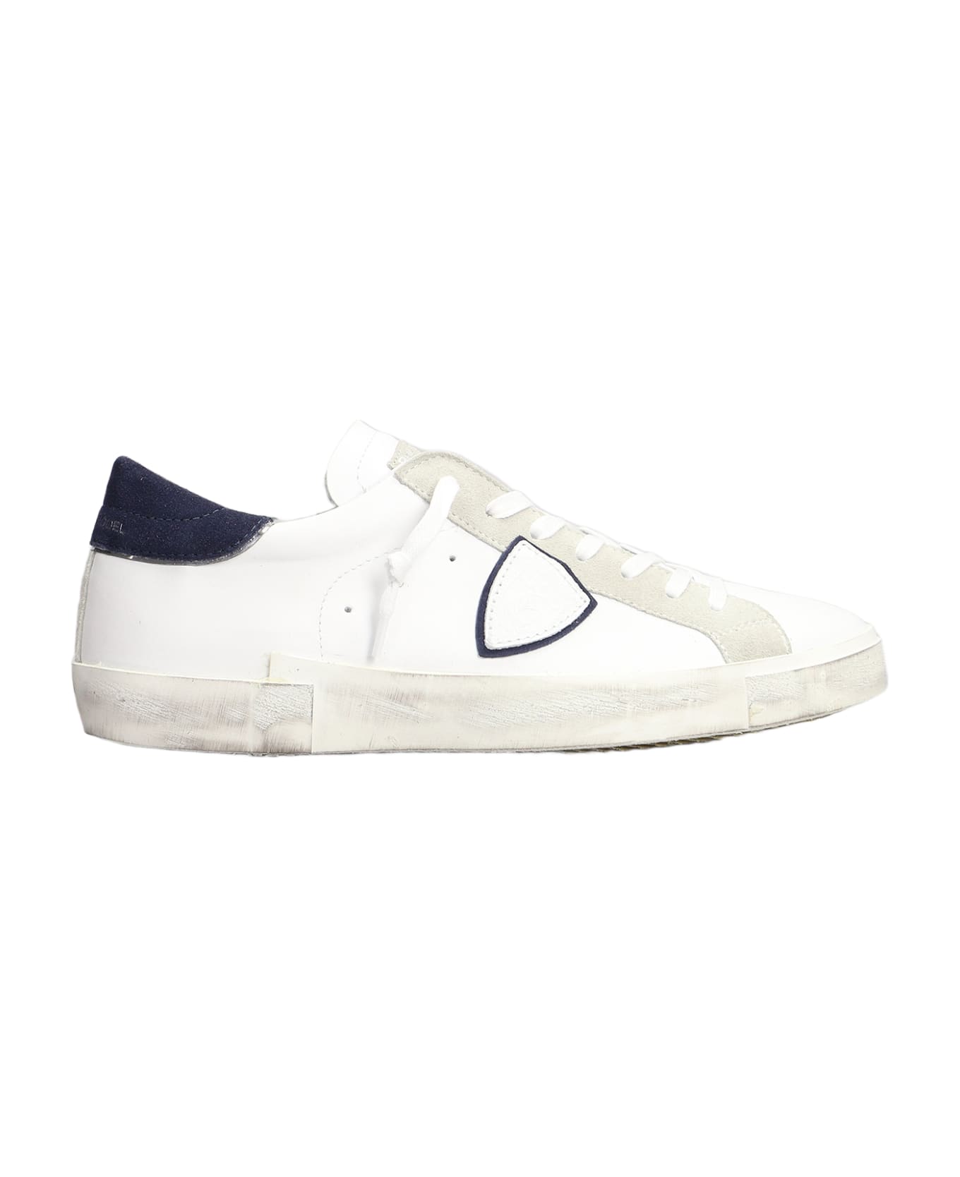 Philippe Model Prxs Sneakers In White Suede And Leather - white