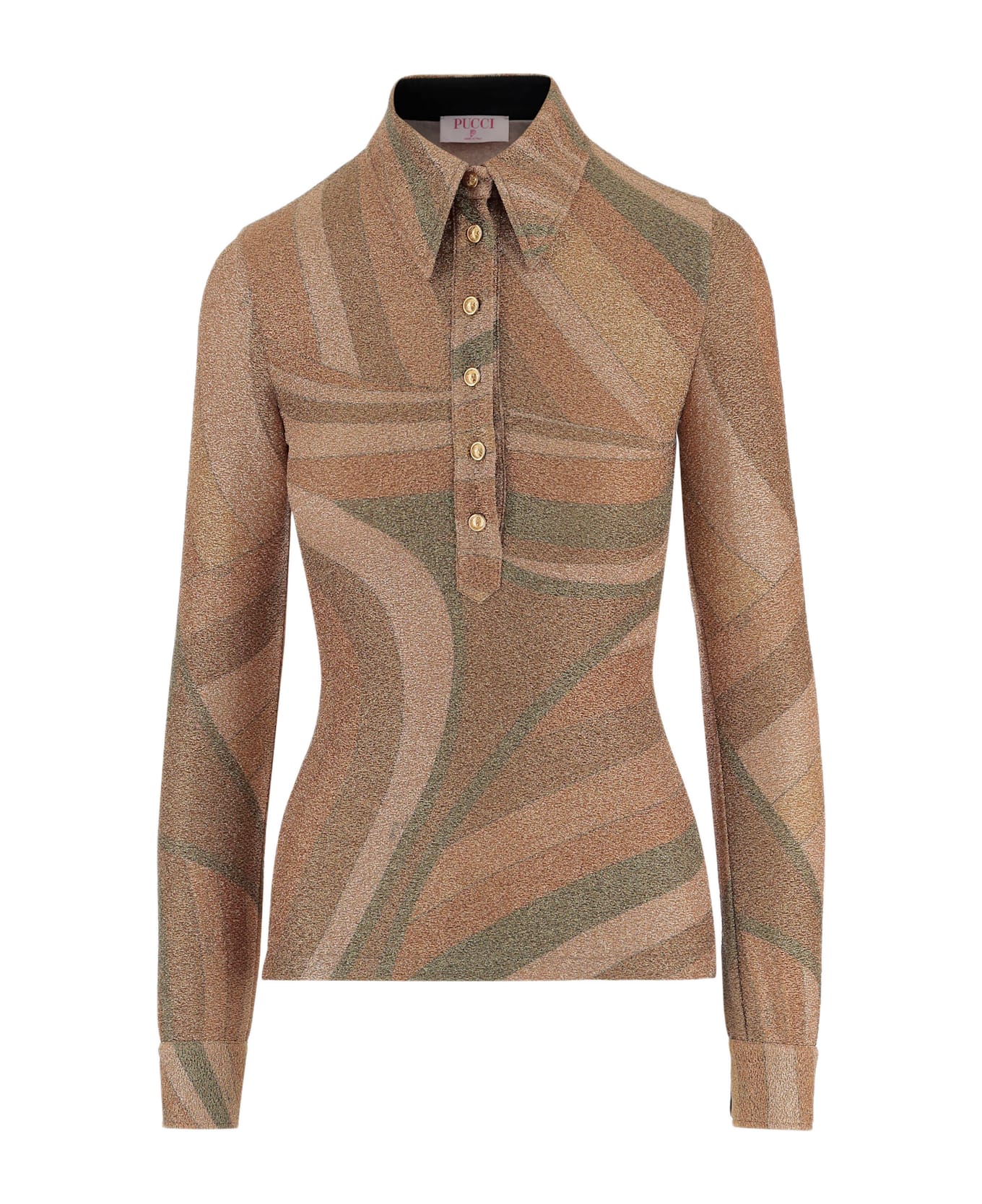 Pucci Lamé Jersey Sweater With Iride Print - Golden