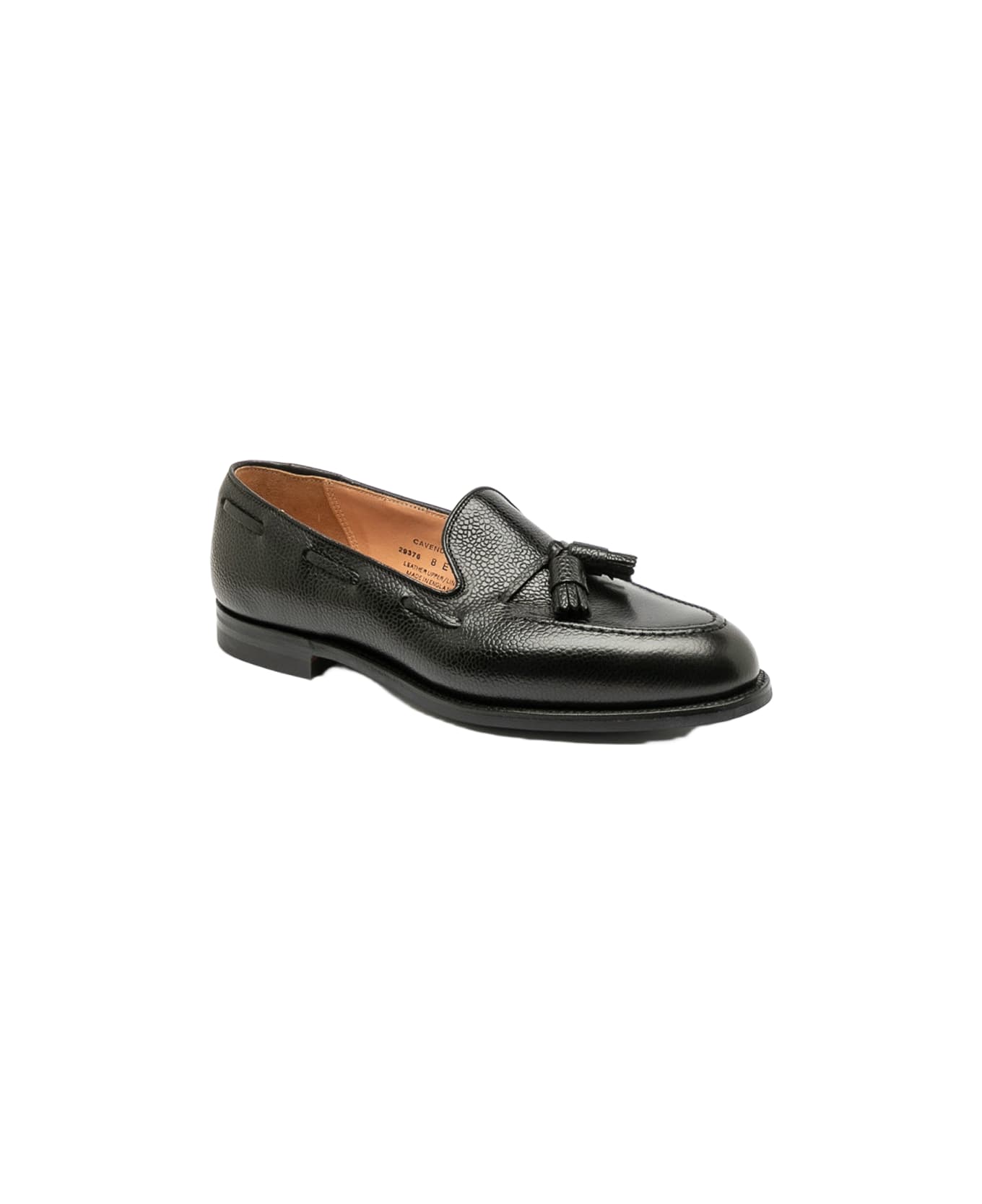 Crockett & Jones Cavendish Black Scotch Grain Tassel Loafer - Nero