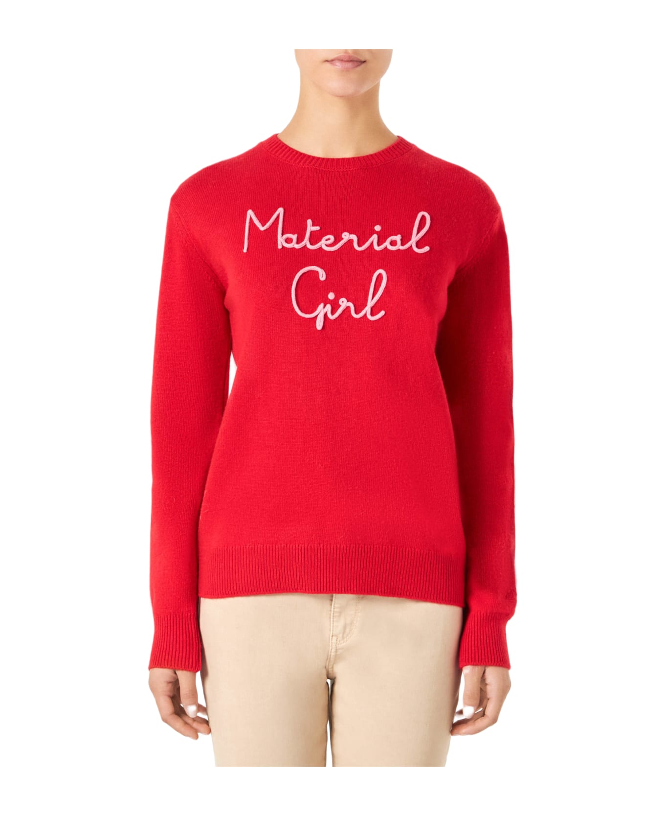 MC2 Saint Barth Woman Sweater With Material Girl Embroidery | Niki Dj Special Edition - RED ニットウェア
