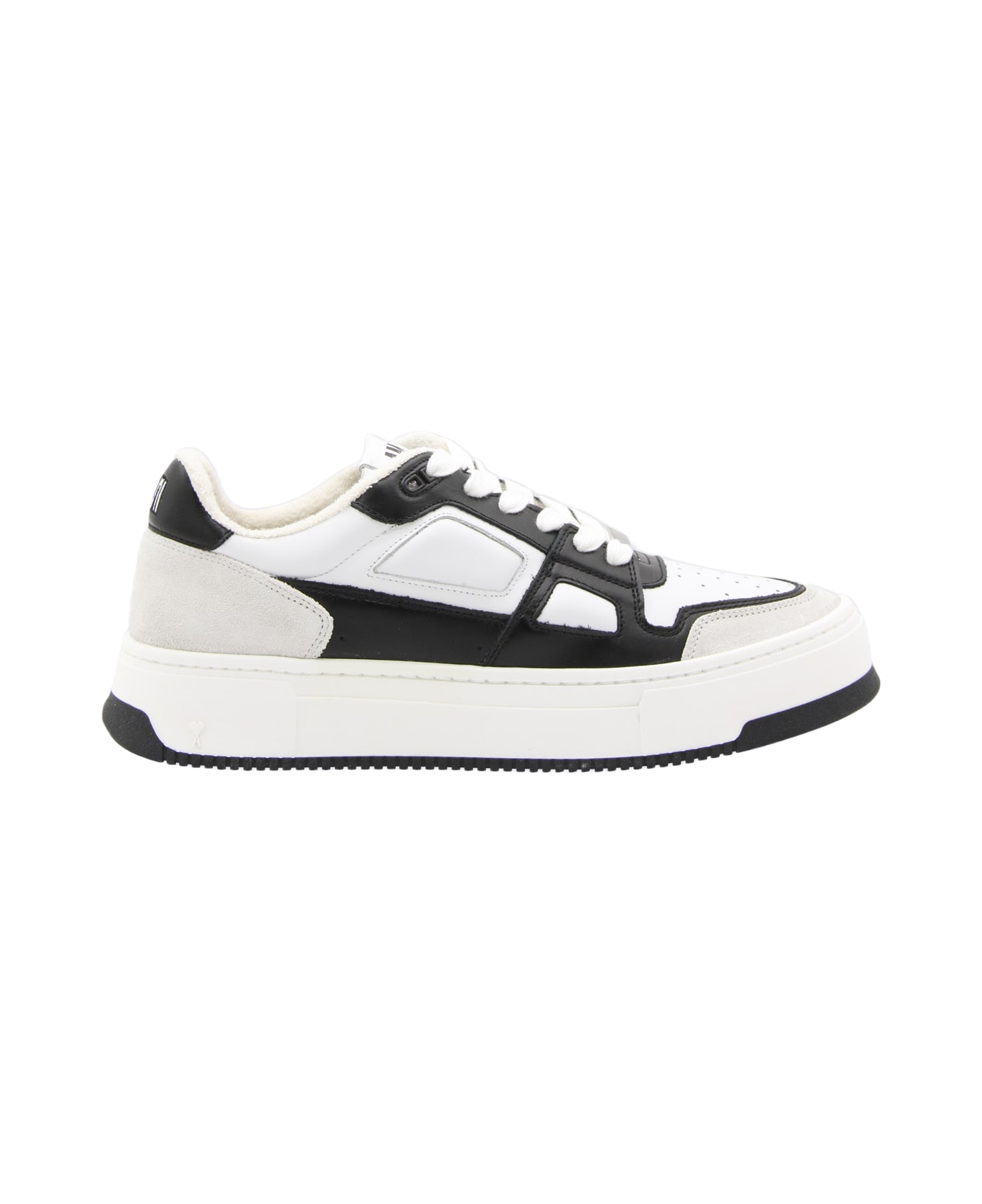 Ami Alexandre Mattiussi Black And White Leather Arcade Sneakers - White
