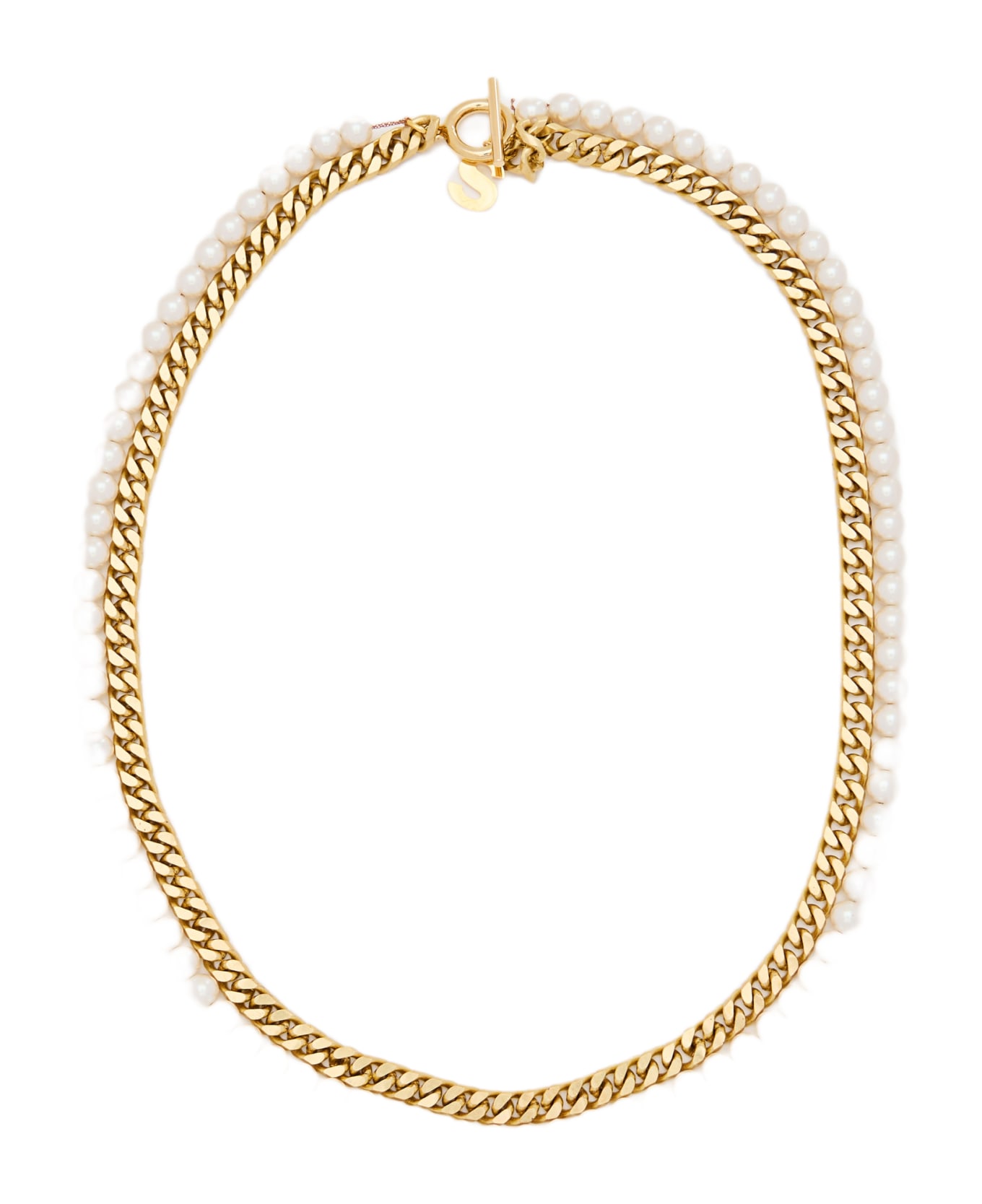 Sacai Pearl Chain Long Necklace - Golden ネックレス