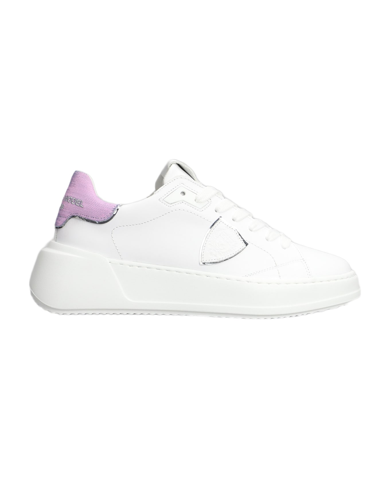 Philippe Model Tres Temple Low Sneakers In White Leather - white
