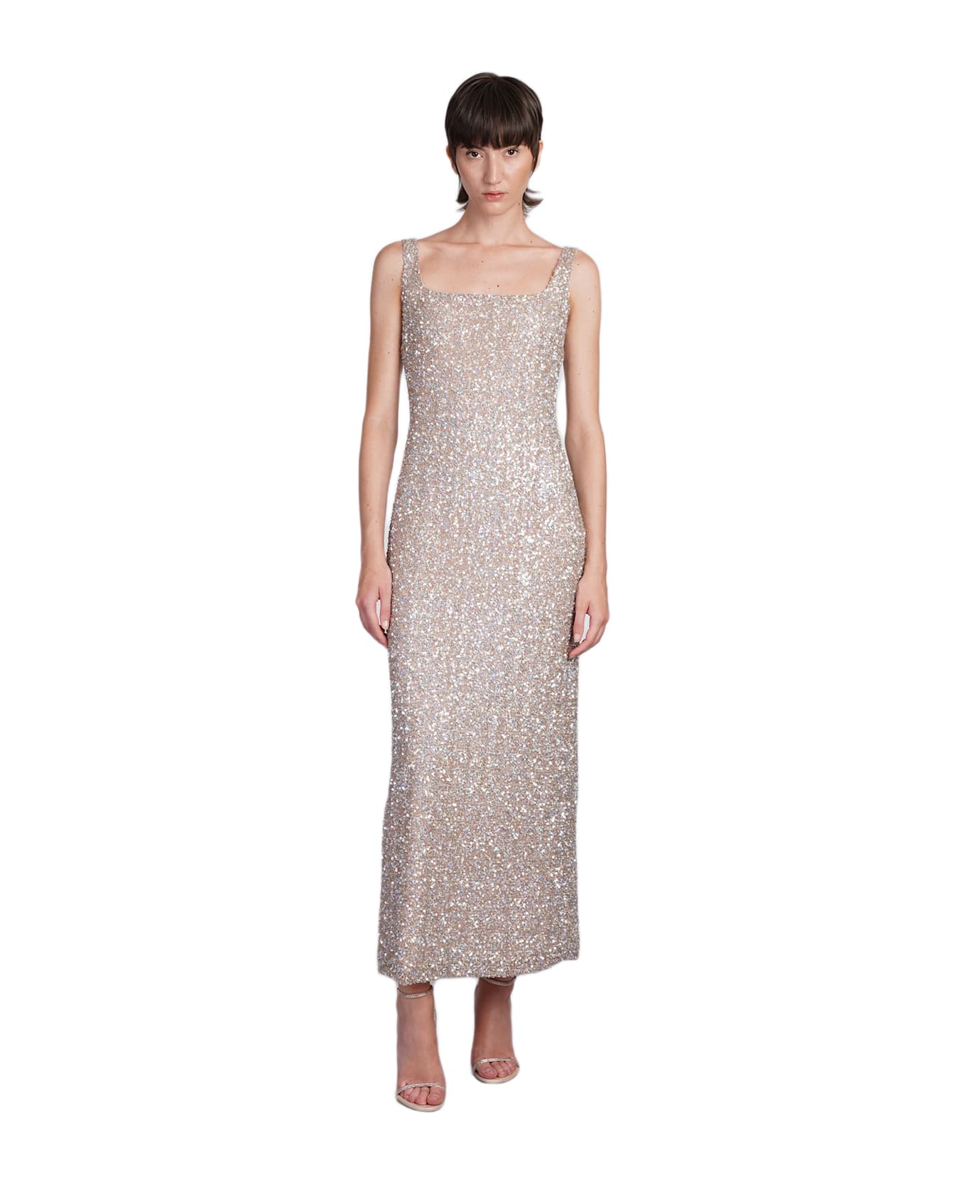 Costarellos Harper Dress In Gold Polyester - Golden