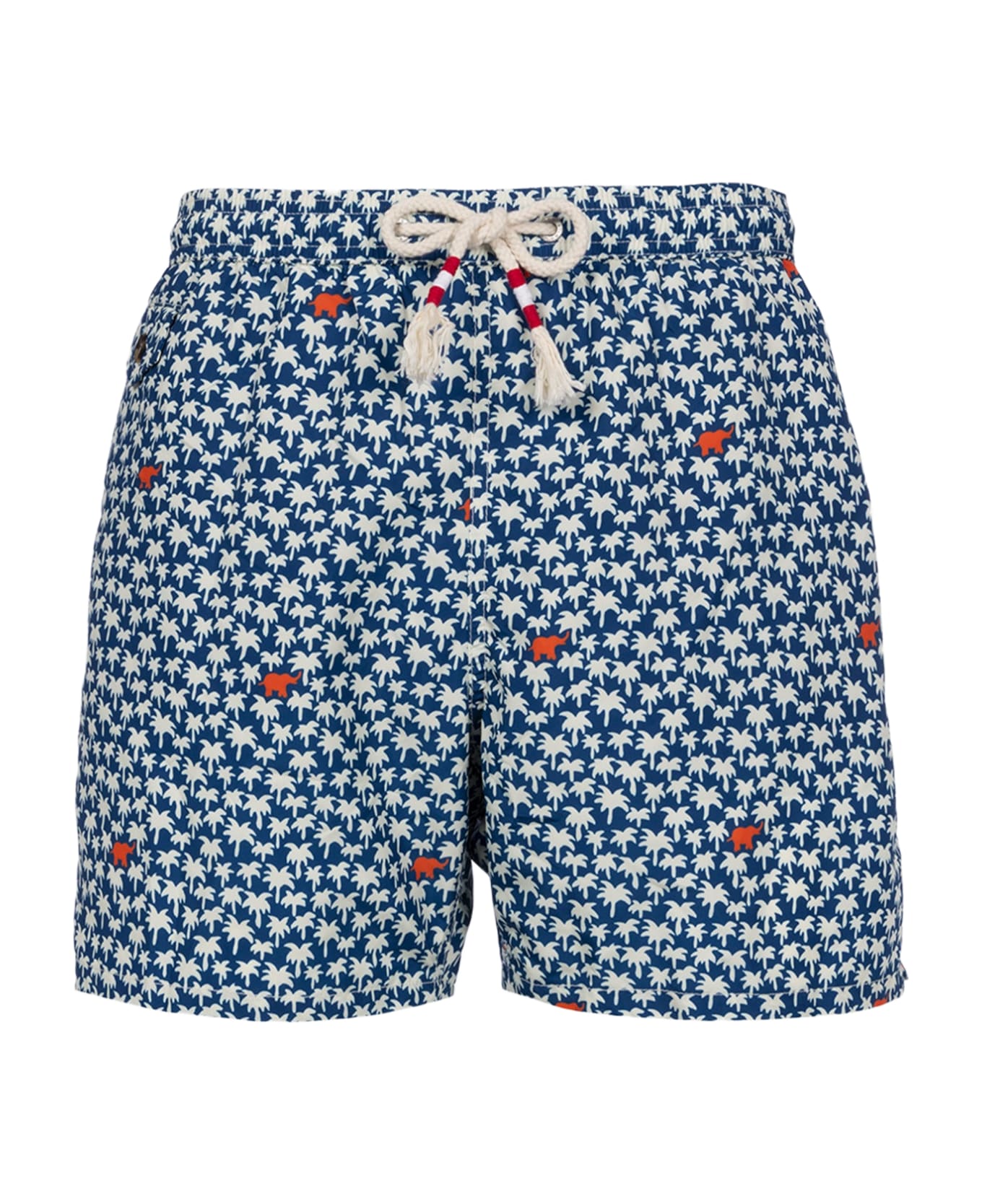 MC2 Saint Barth Man Lightweight Fabric Swim-shorts Lighting 70 With Palm Print - BLUE