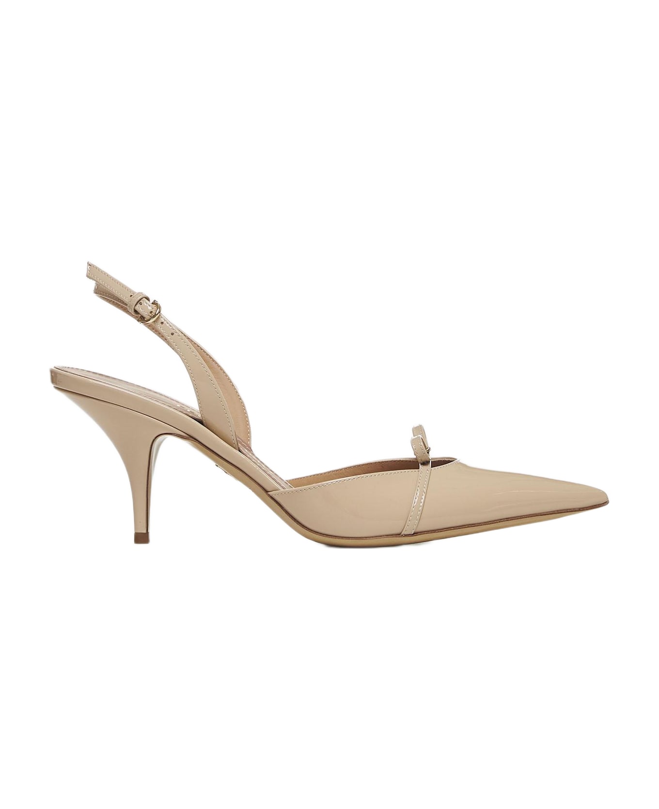 Ferragamo Beige Patent Leather Gylla Slingback - Nude
