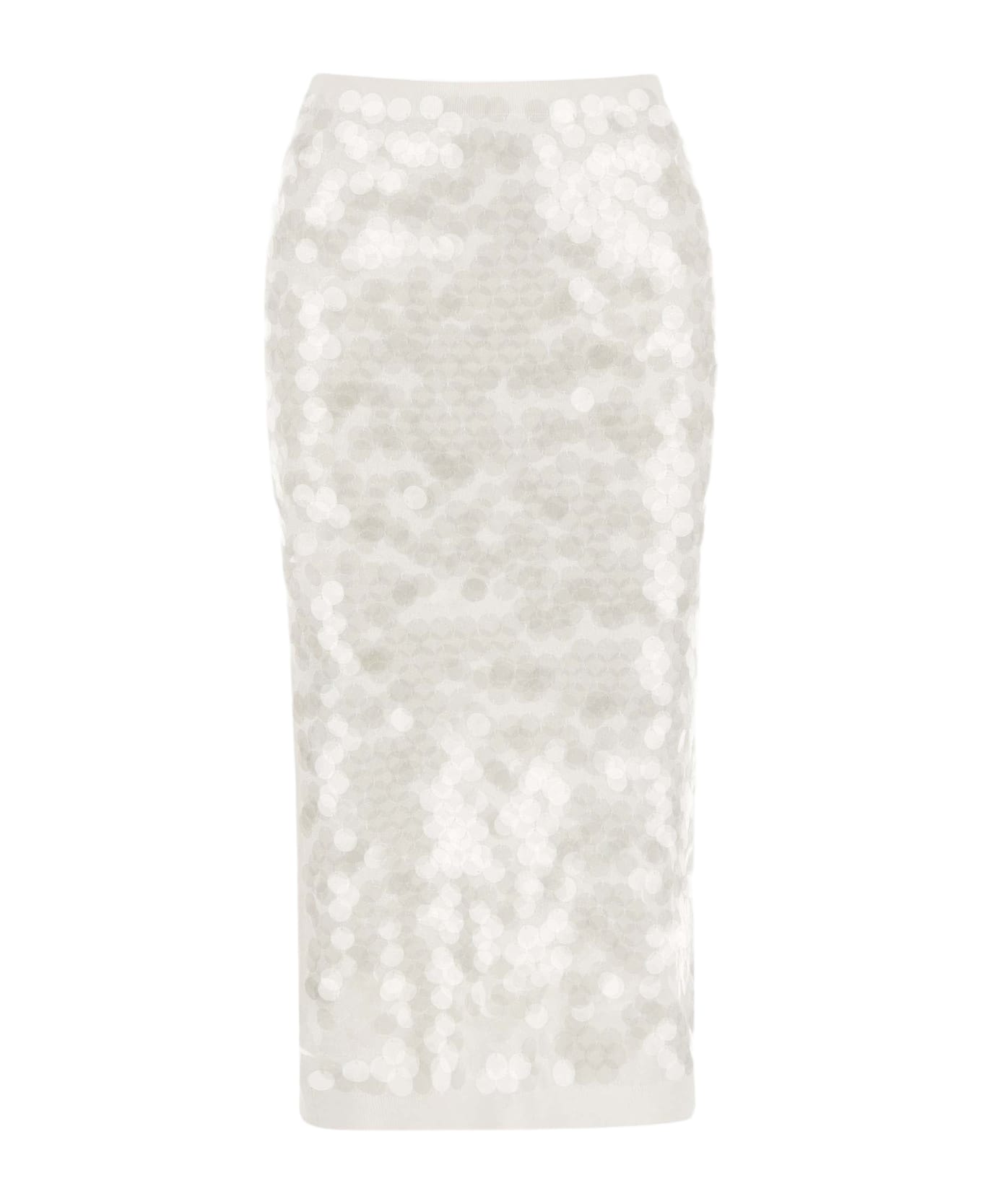 N.21 Sequined Cotton Skirt - White
