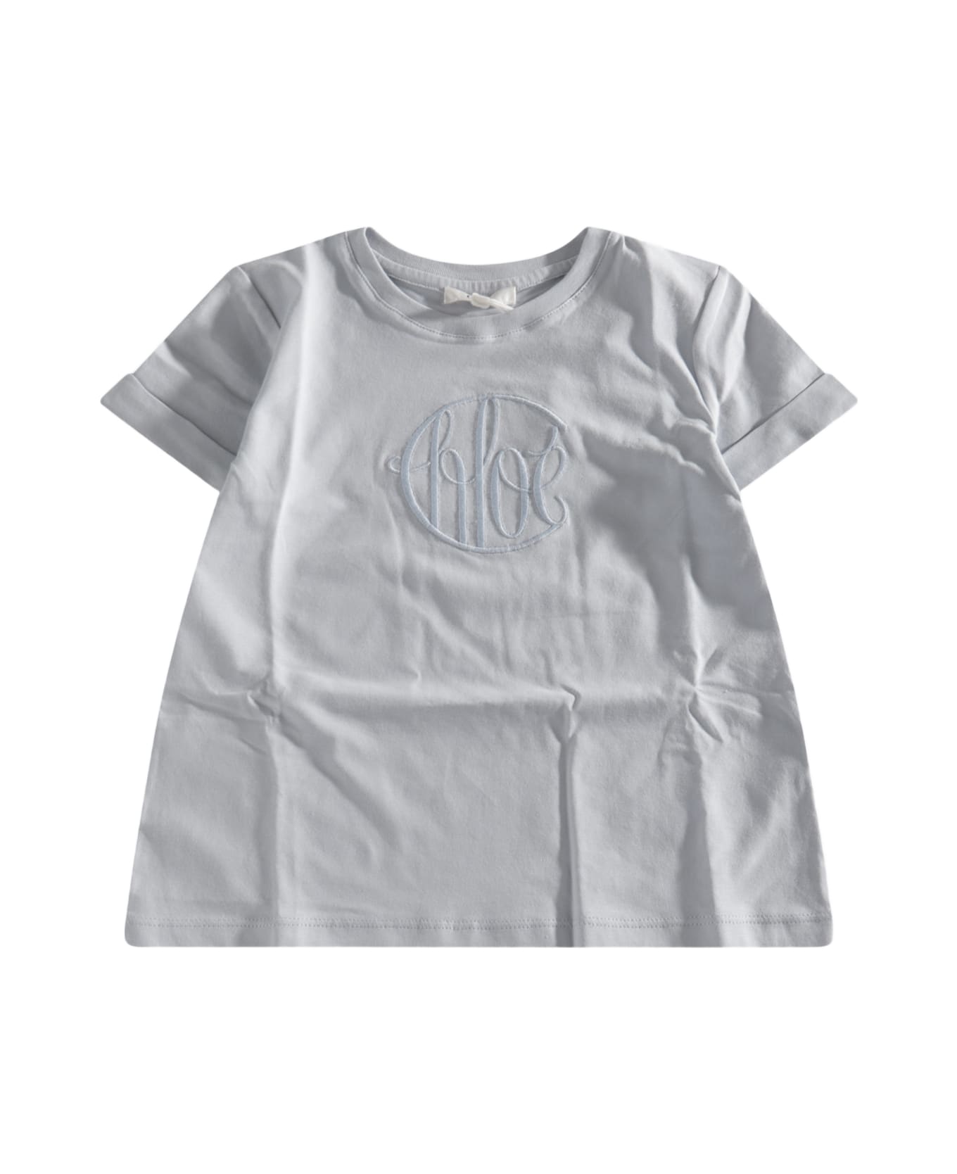 Chloé Light Blue Cotton T-shirt - BLU CIELO