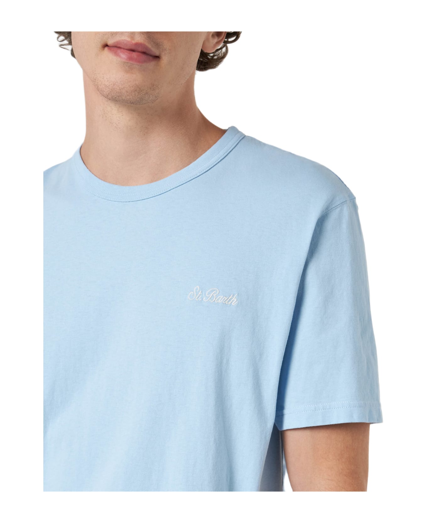 MC2 Saint Barth Man Light Blue Cotton Jersey T-shirt Dover