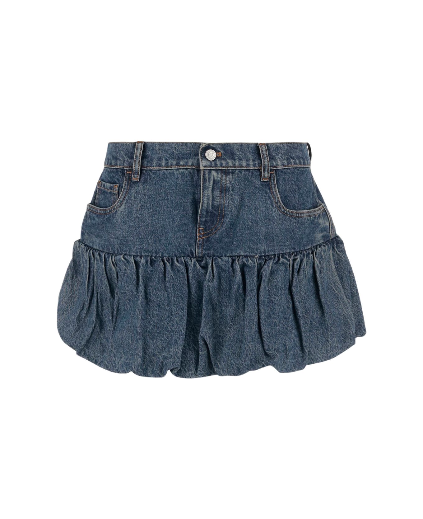 Coperni Denim Miniskirt With Ruching Bottom - Blue Vintage