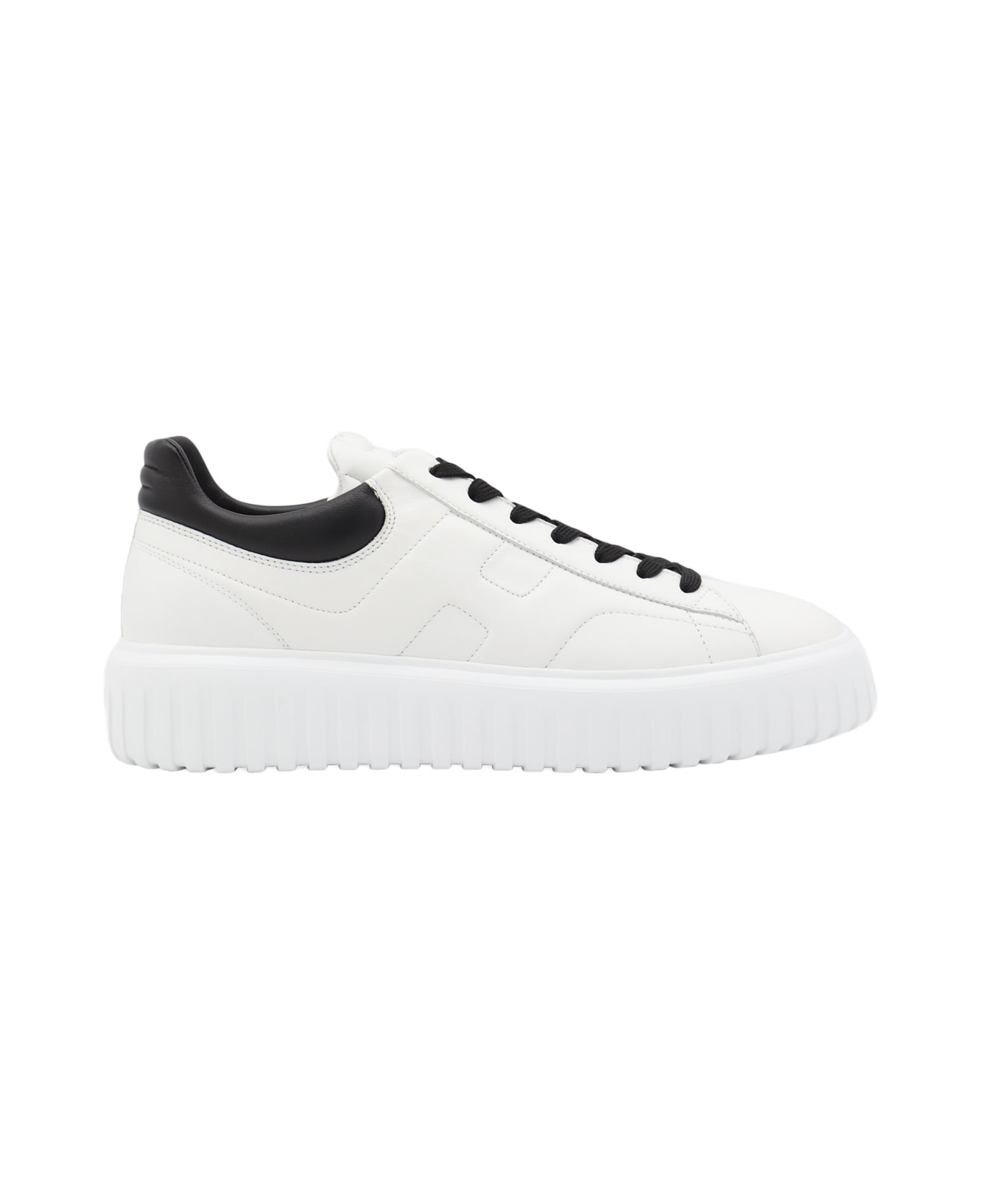 Hogan White And Black Leather Sneakers - White