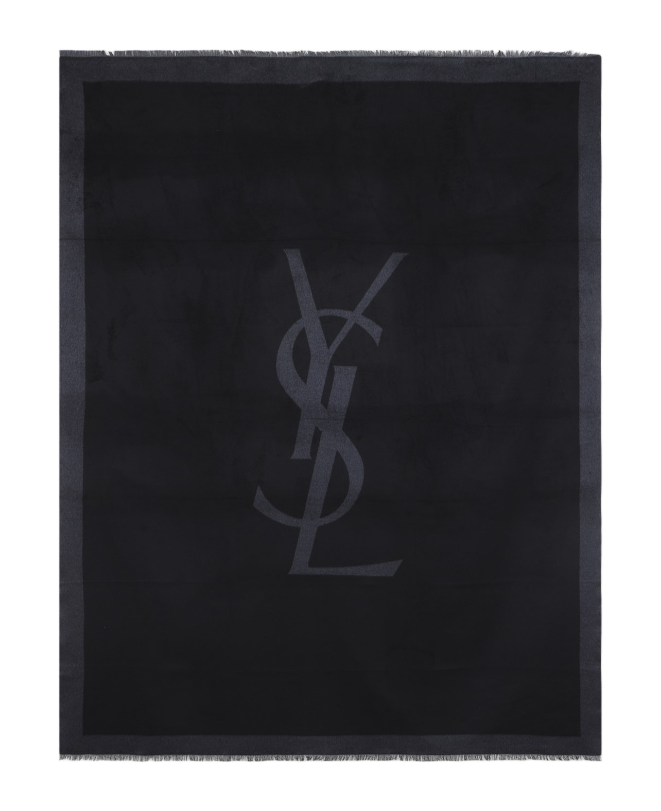 Saint Laurent Silk Scarf - Black Dark Grey