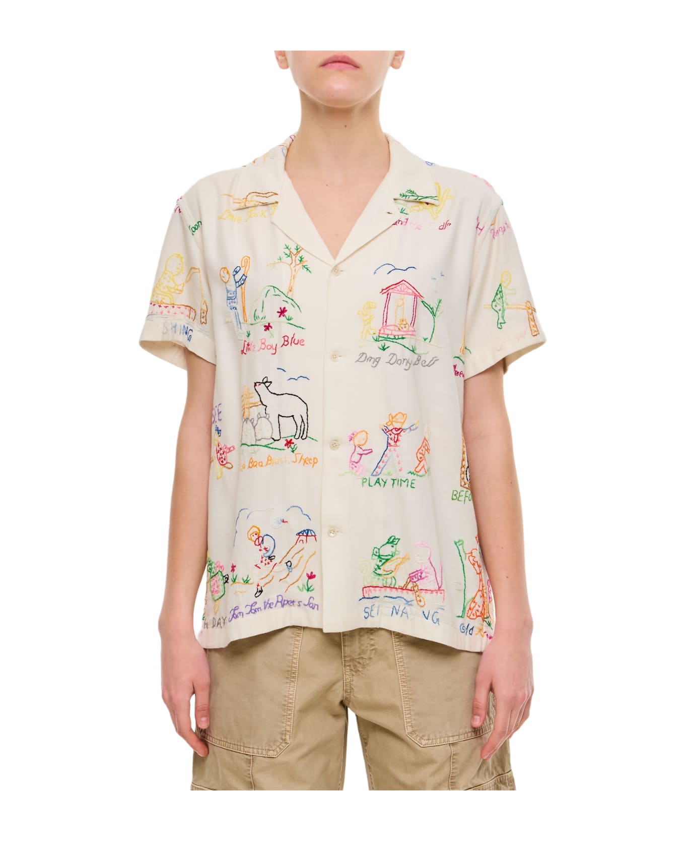 Bode Nursery Rhyme Ss Cotton Viscose Blend Shirt - MultiColour