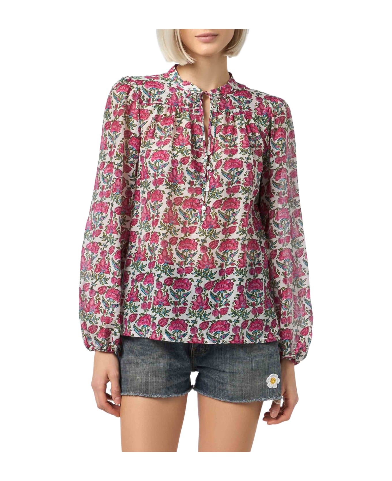 MC2 Saint Barth Woman Silk Voile Blouse Harper - WHITE