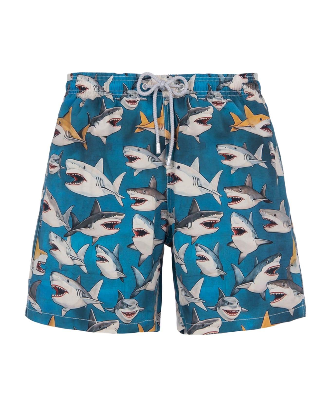 MC2 Saint Barth Man Mid-length Gustavia Swim-shorts With Shark Print | Ai Co-created Design By Rickdick - Powered By Red-eye - GREEN