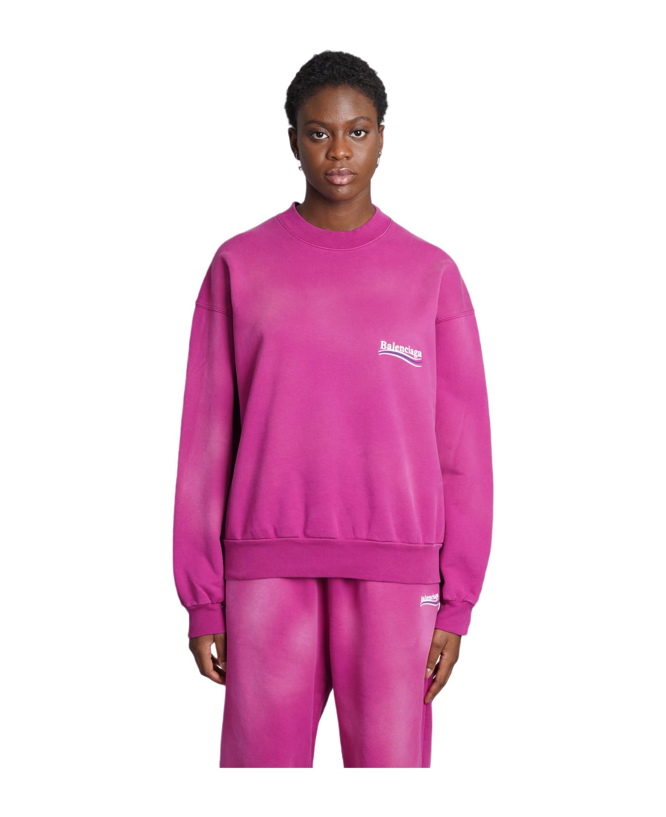 Balenciaga Sweatshirt In Rose-pink Cotton - rose-pink