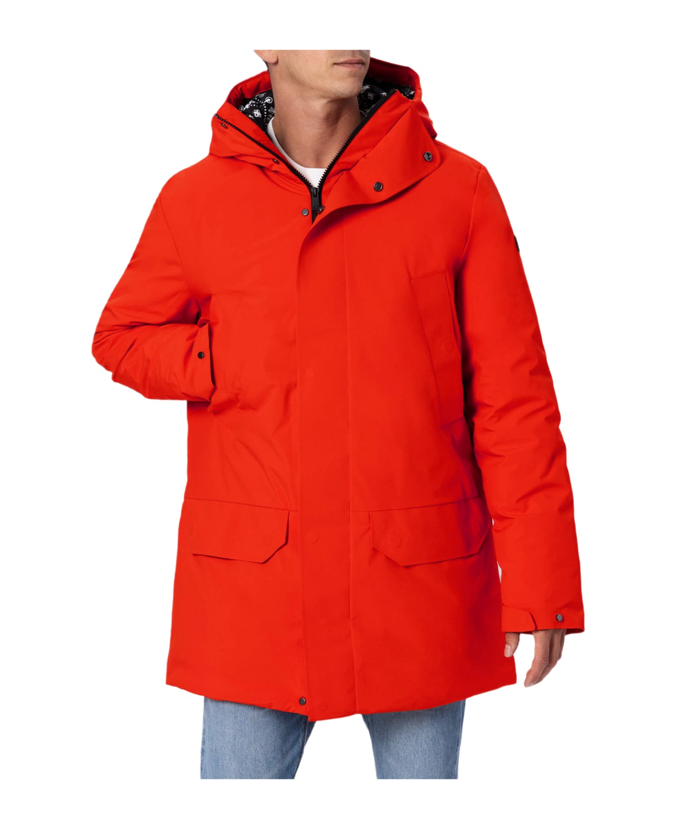 MC2 Saint Barth Man Hooded Parka Jacket Voyager With Bandanna Lining - ORANGE