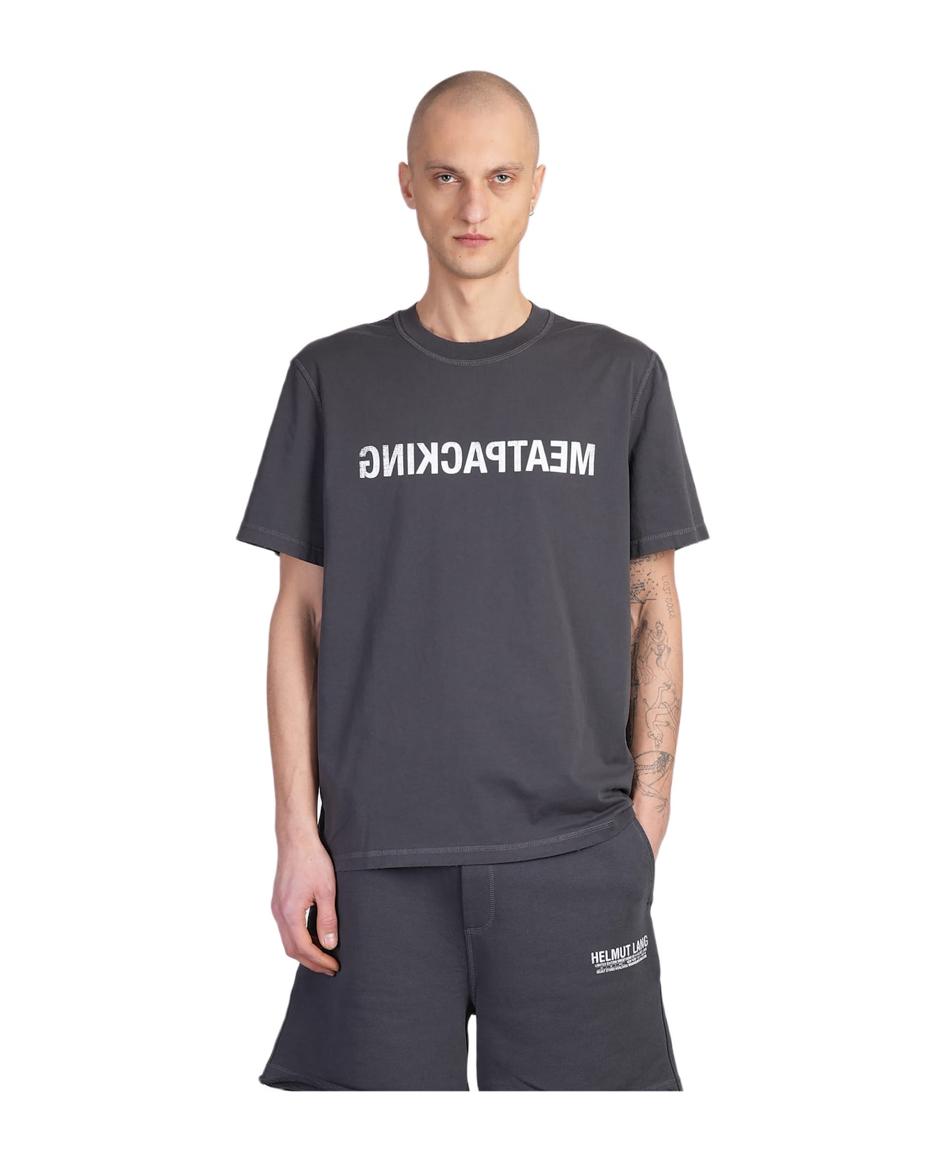 Helmut Lang T-shirt In Grey Cotton - grey