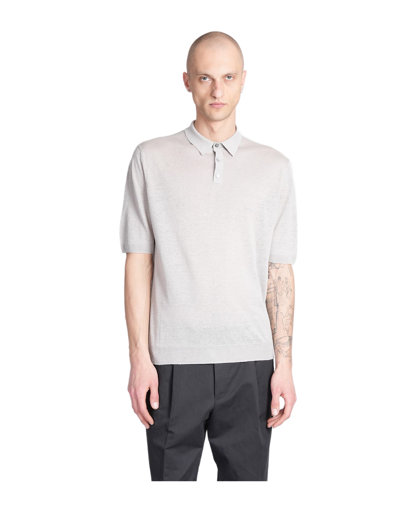 Ballantyne T-shirt In Grey Linen - grey