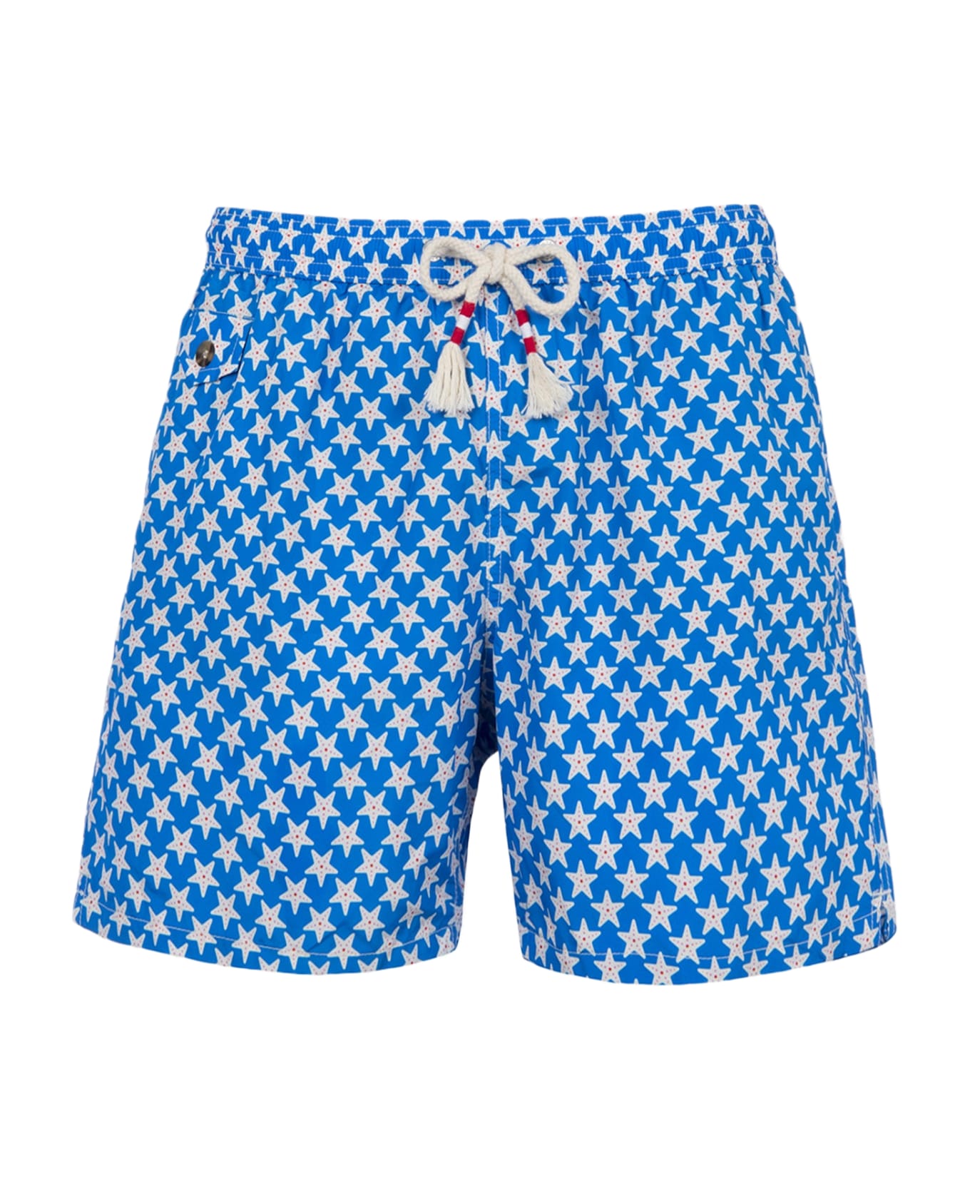 MC2 Saint Barth Man Lightweight Fabric Swim-shorts Lighting 70 With Seastars Print - SKY