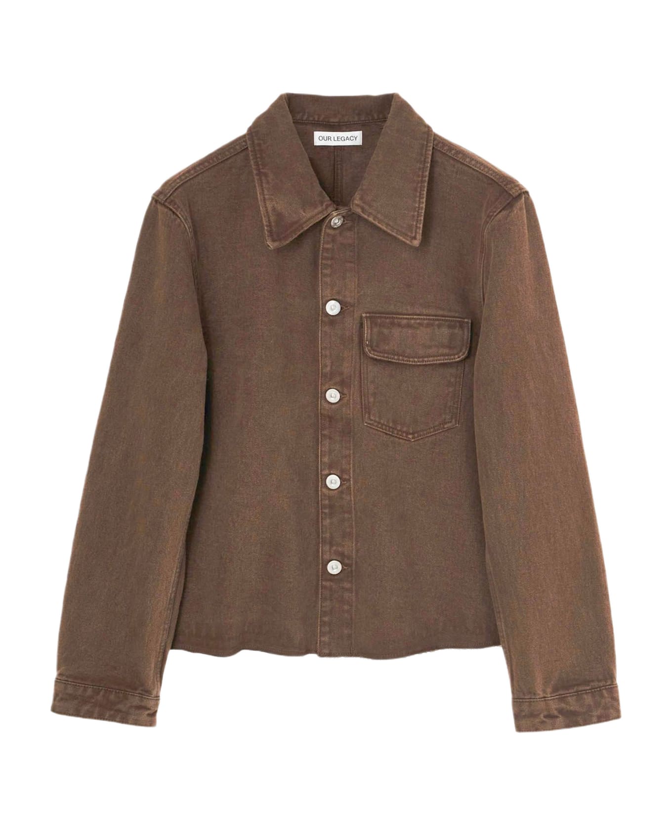 Our Legacy Cut Rebirth Brown Denim Overshirt With Raw-cut Hem - Cut Rebirth Jacket - Brown