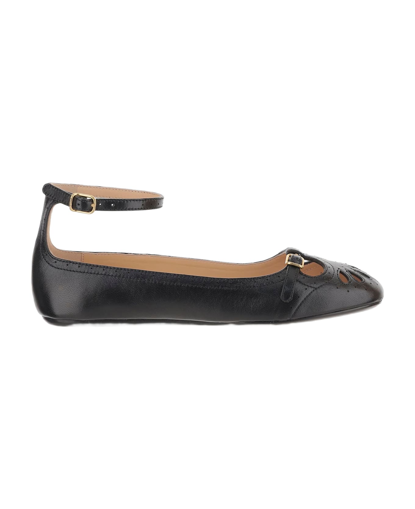 Chloé Mixed Leather Ballerina Flats - Black