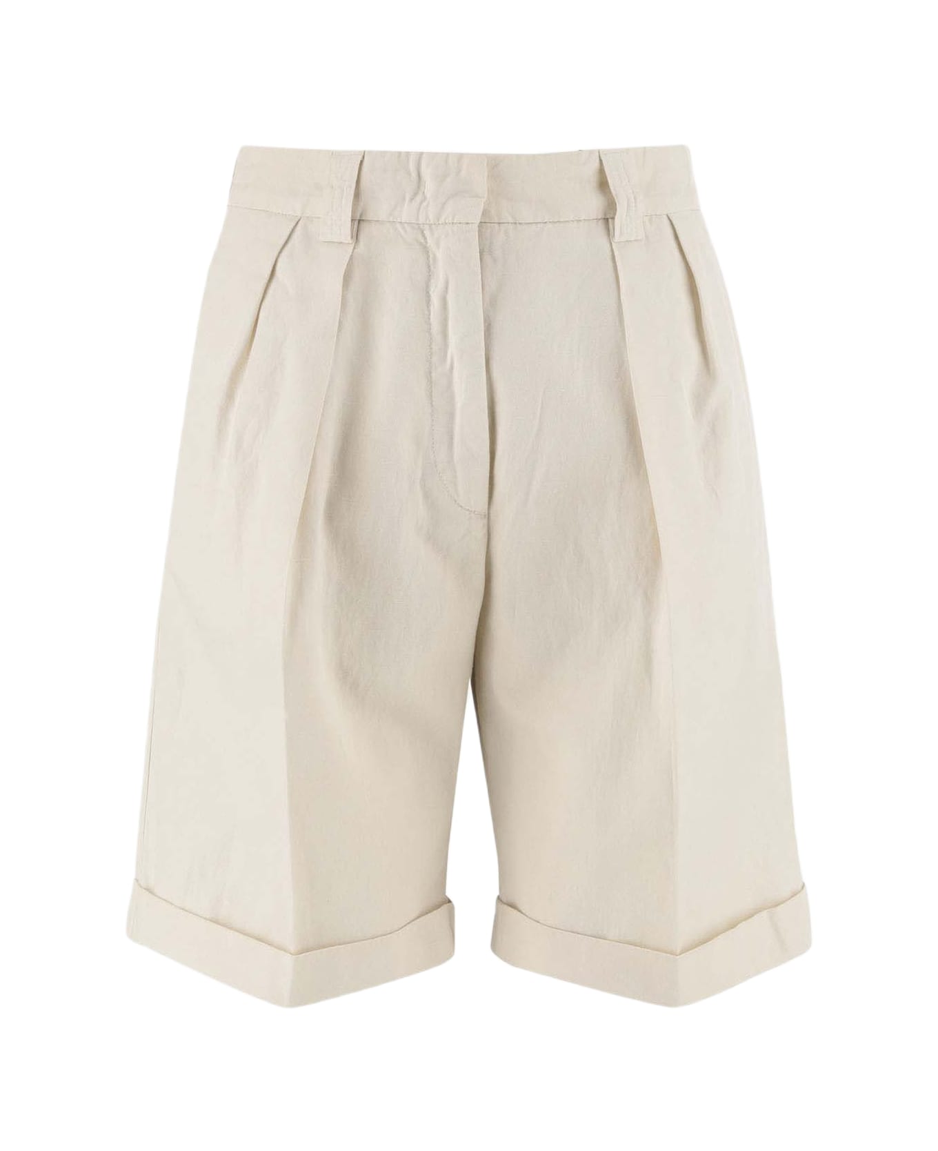 Aspesi Cotton And Linen Short Pants - White