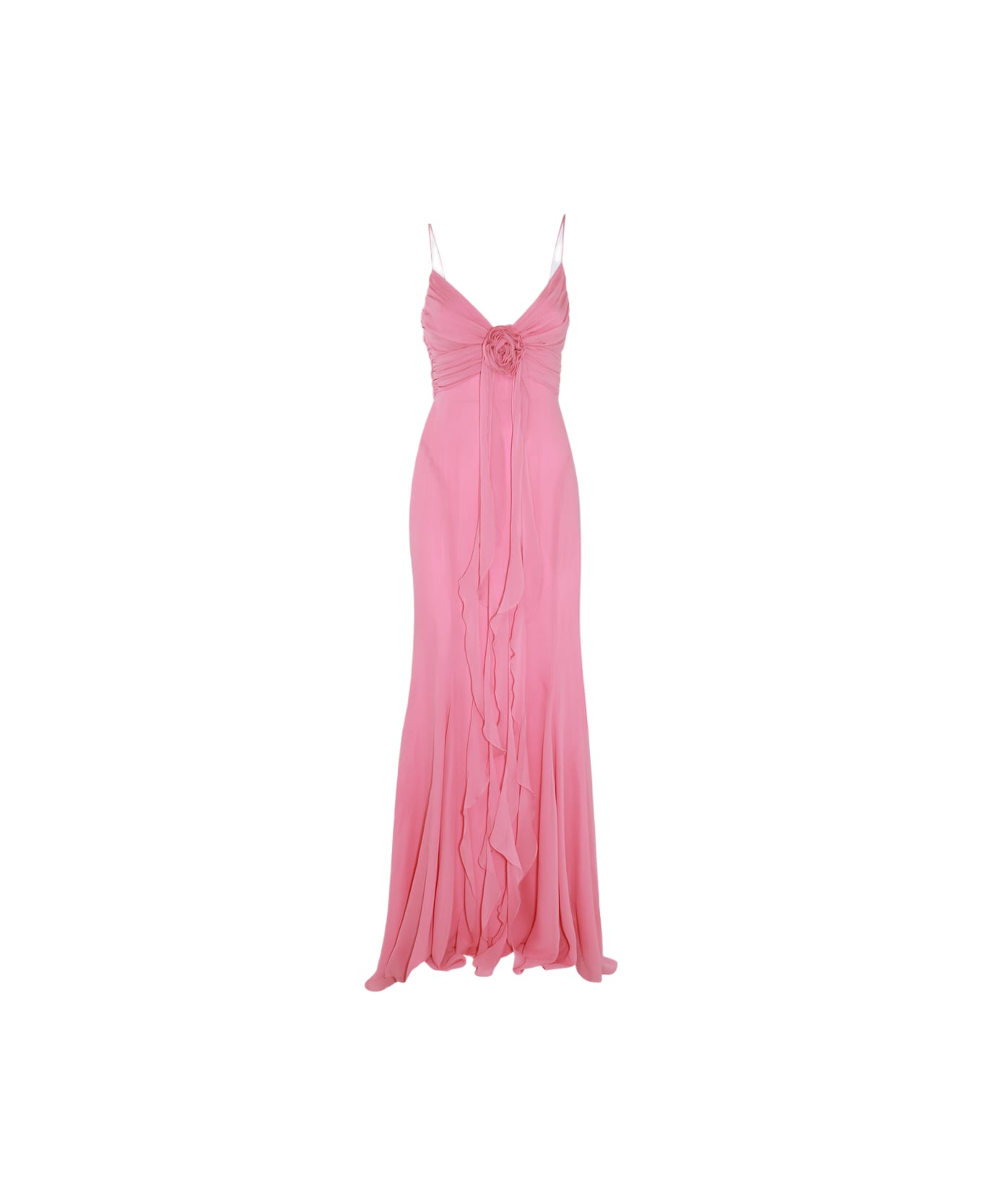Blumarine Pink Silk Maxi Dress - GERANIO