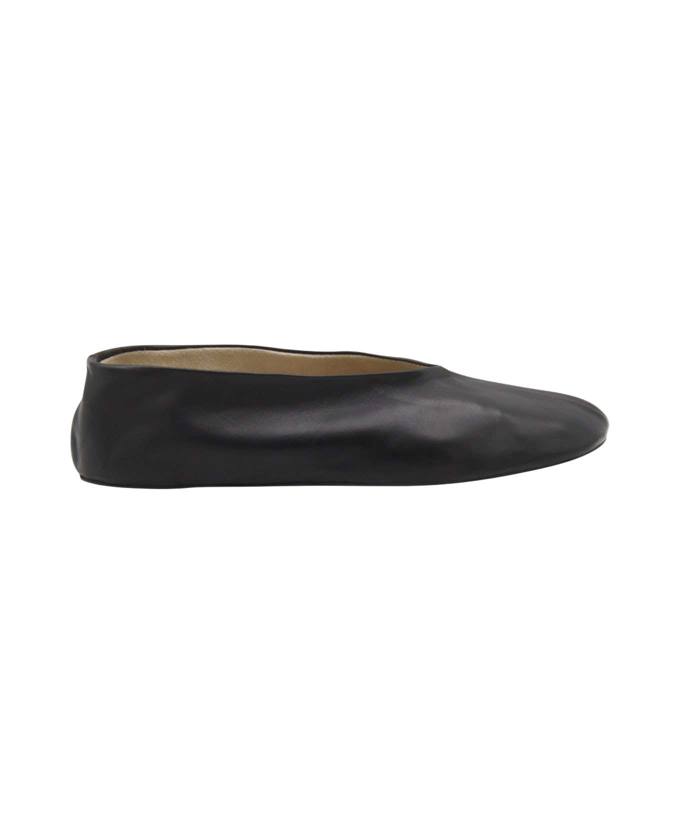 The Row Black Leather Flats - Black