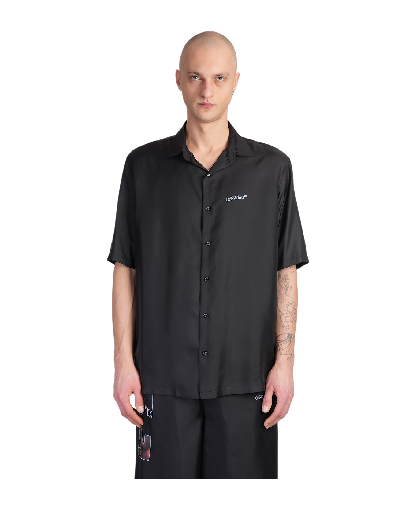 Off-White Shirt In Black Silk - black