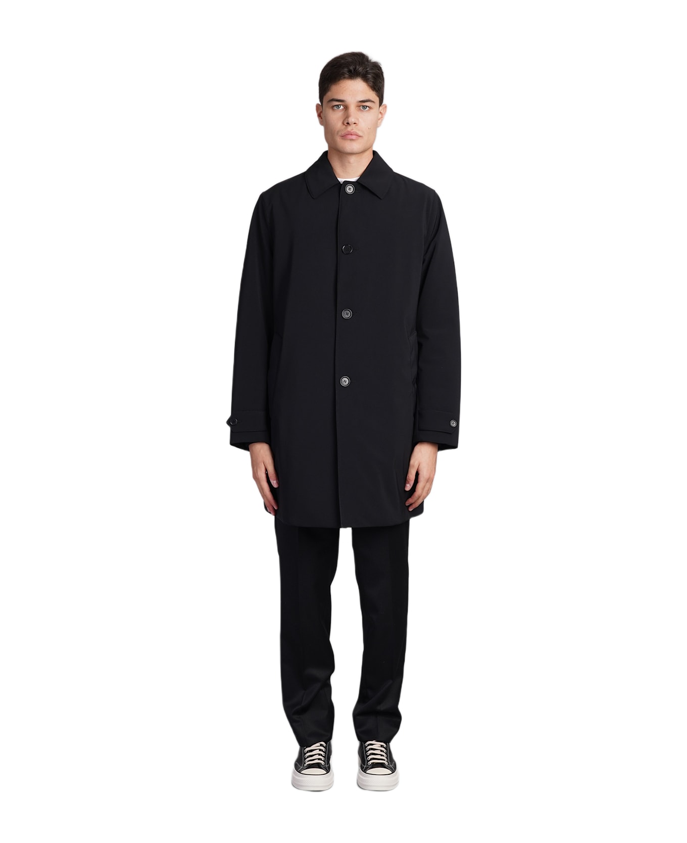 Aspesi Perfetto Coat In Black Polyester - Black